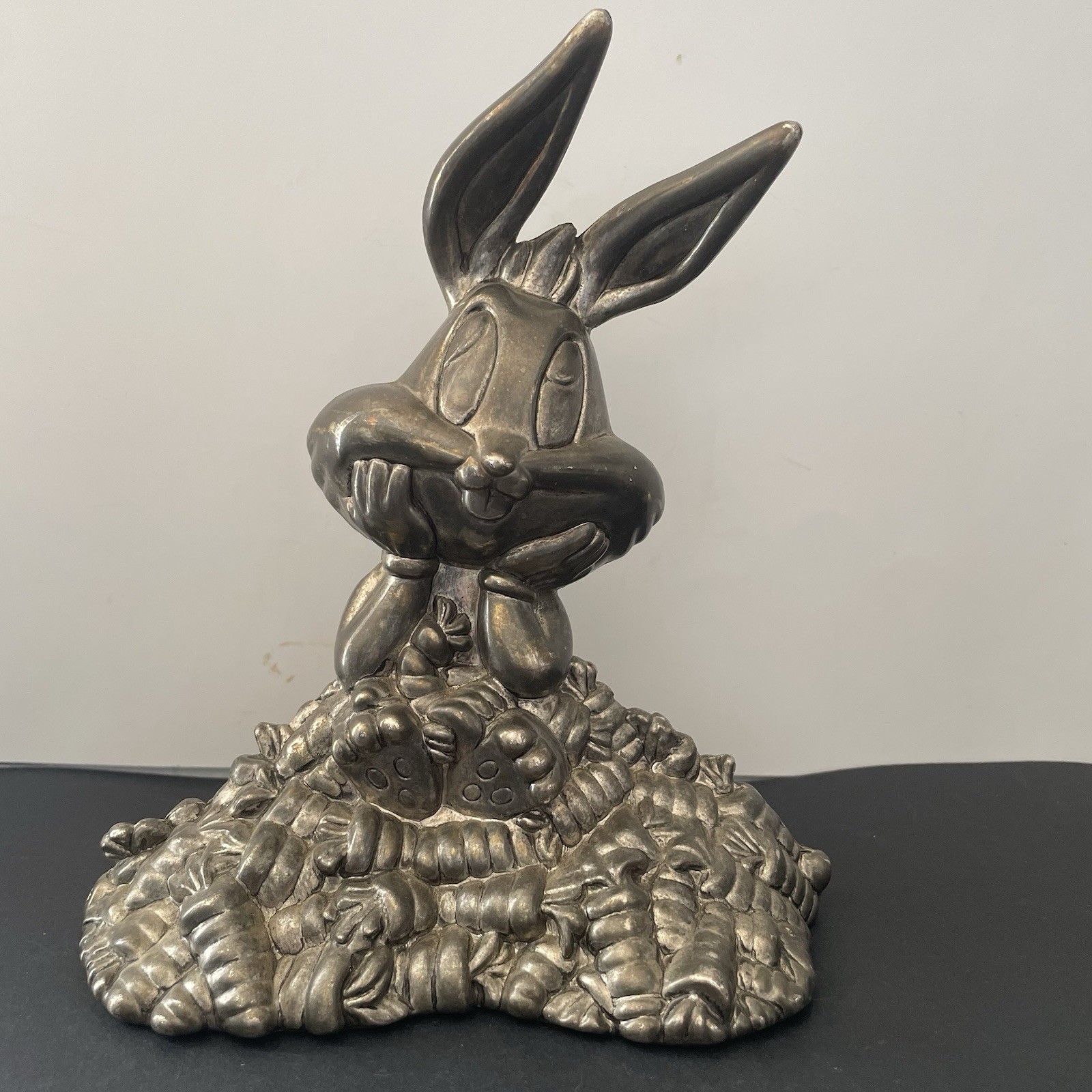 Vintage 1998 Warner Bros. Silver Plated Bugs Bunny Bank NO Stopper 7.5” T