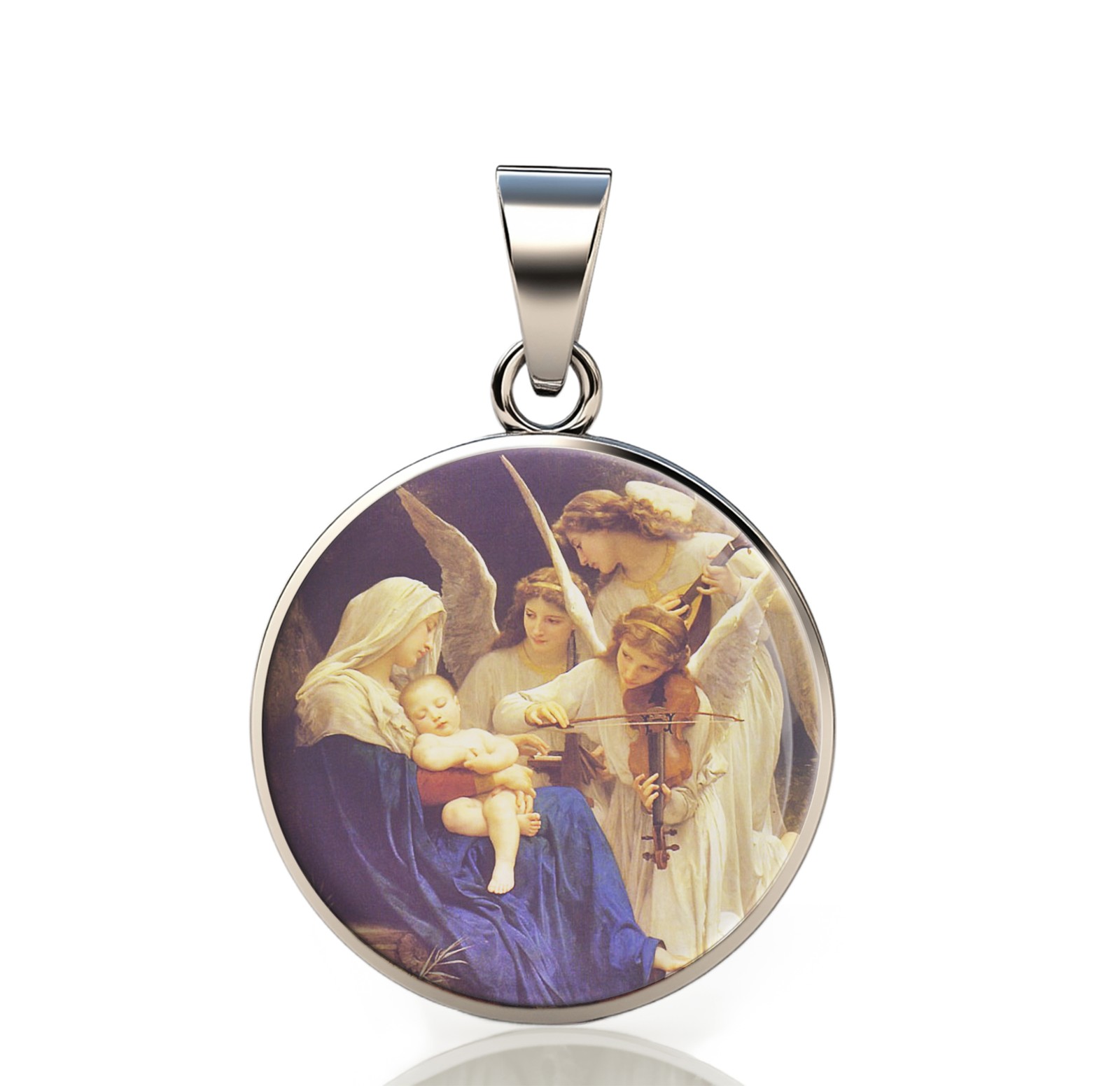 Our Lady Song Of The Angels 925 Sterling Silver Pendant Christian Medal