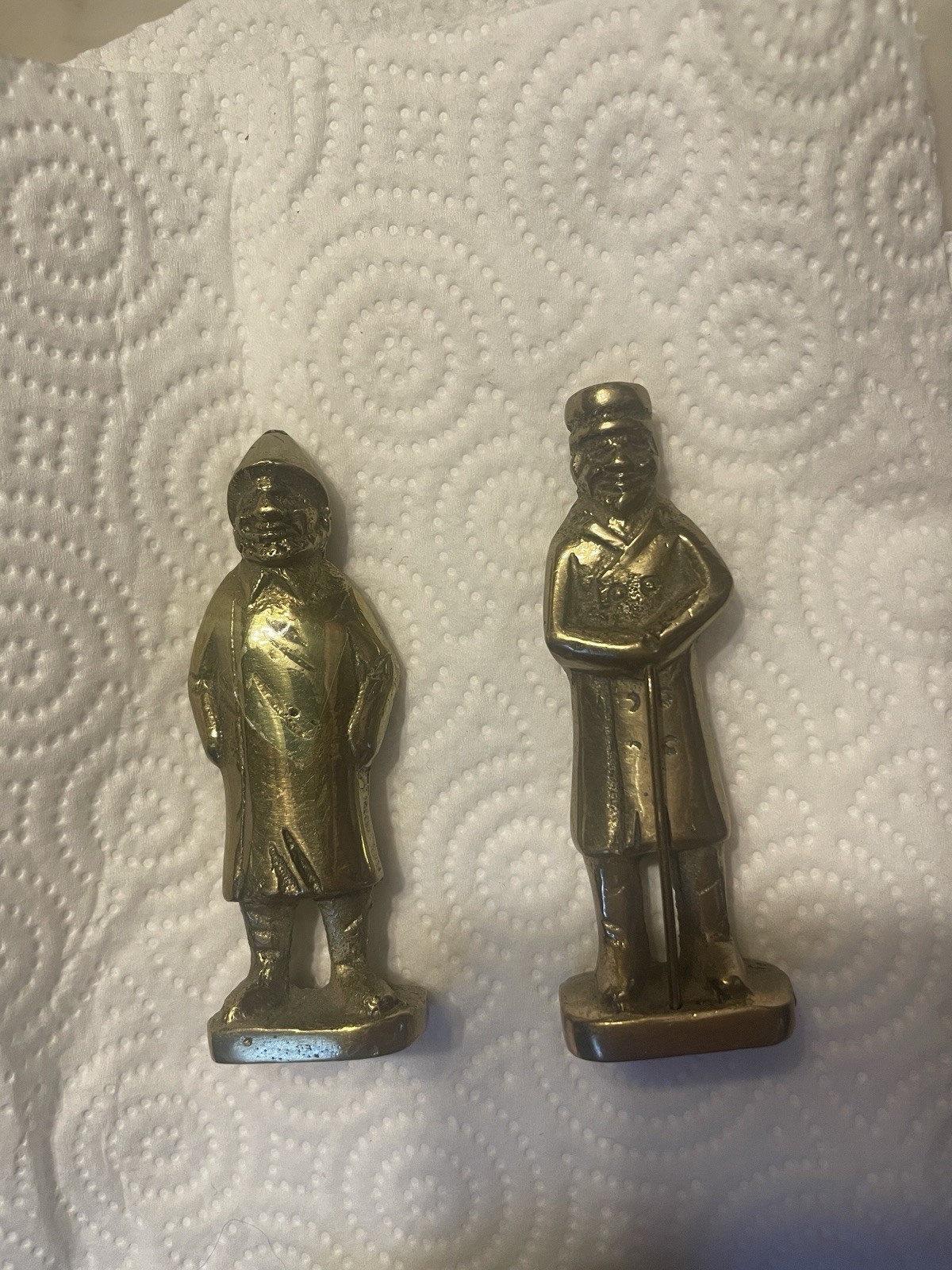 2 Vintage Heavy Brass Sailor Fisherman Sea Captain Mr Salty Statue Figure 3.5”