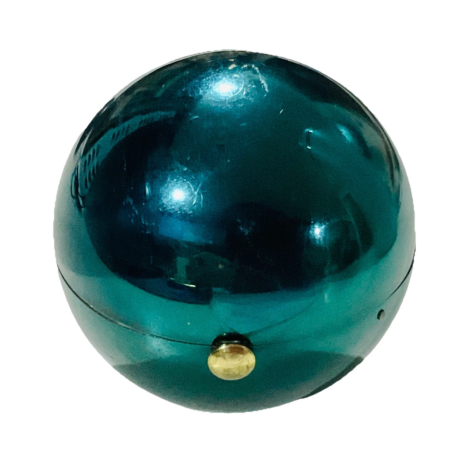 Vintage Metallic Green Christmas Ornament Powder Compact Sphere Orb