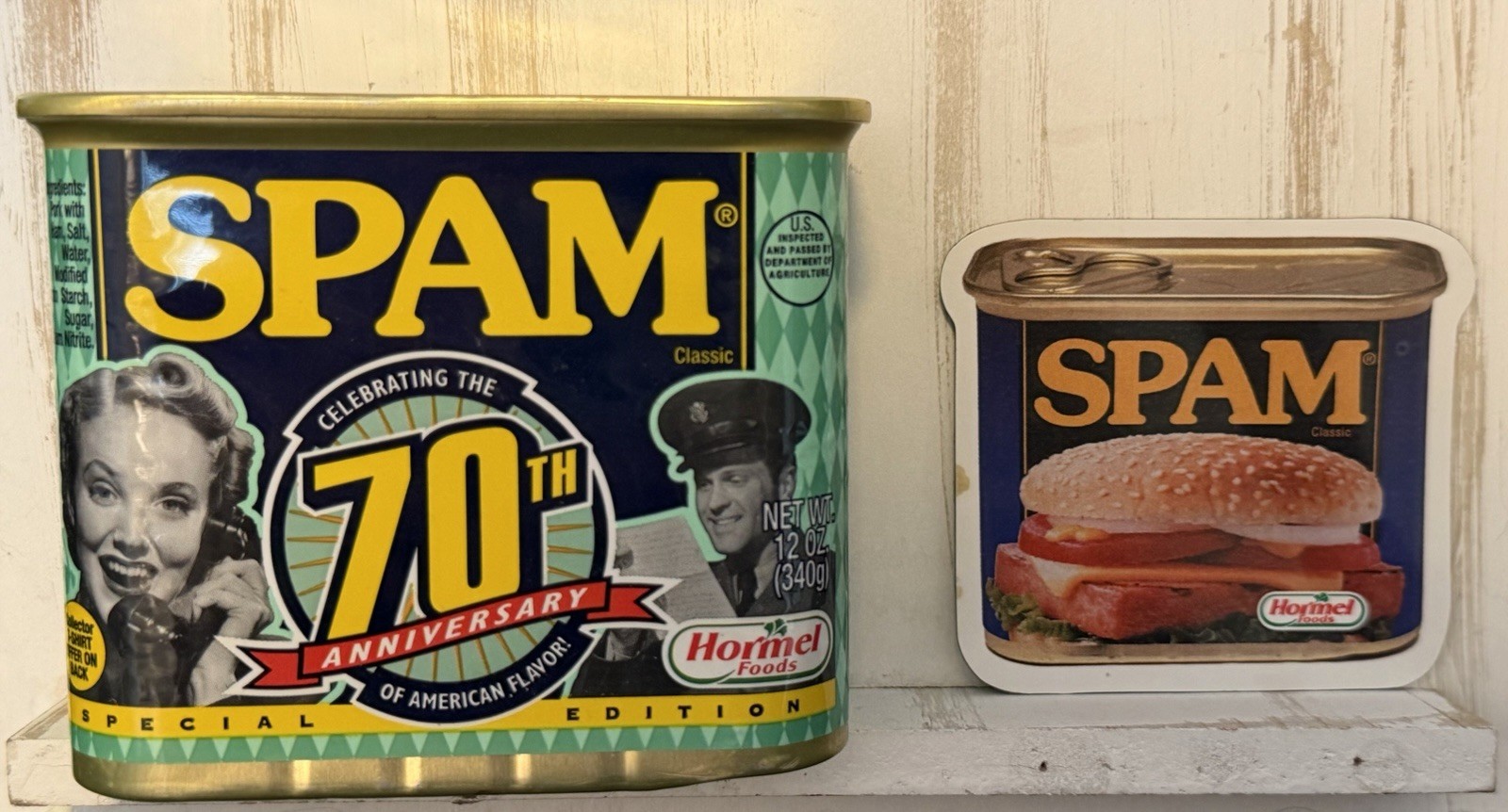 SPAM Classic 70th Anniversary Collectible Tin 2007 Hormel Can Fridge Magnet Lot