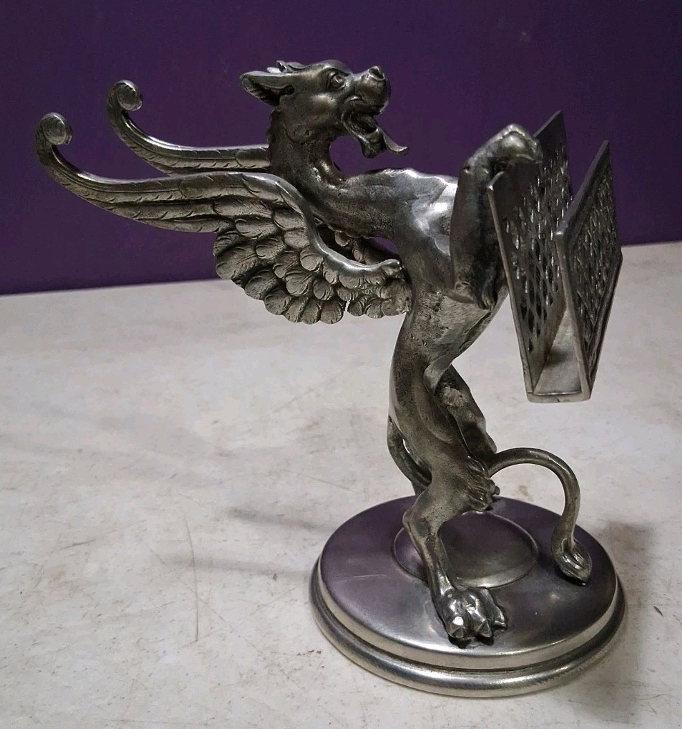 Design Toscano Gryphon Solid Pewter Card Holder Fantastical Animal Gothic Winged