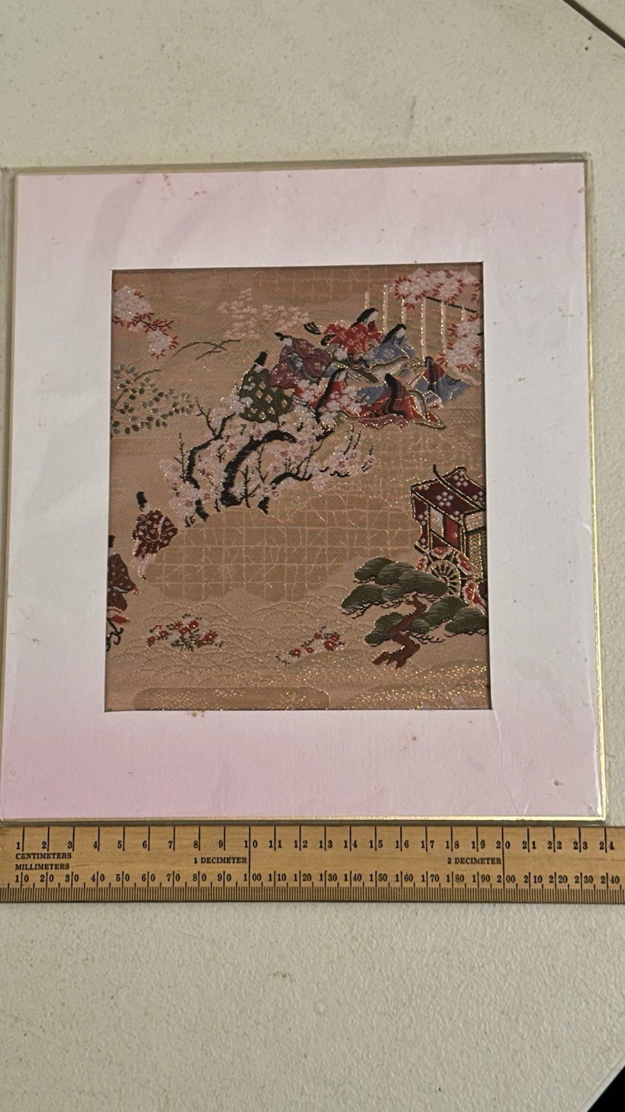 Beautiful Japanese Metallic Thread scene From Kyoto & Artist Name