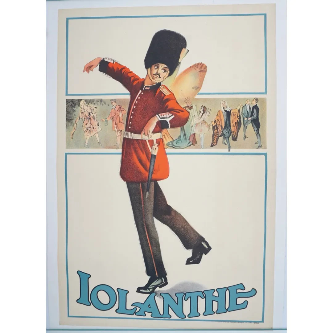 Vintage D'Oyly Carte Lolanthe Poster Stone Lithograph Linen Backed Theatre 1920s Vintage D'Oyly Carte Lolanthe Poster Stone Lithograph Linen Backed Theatre 1920s