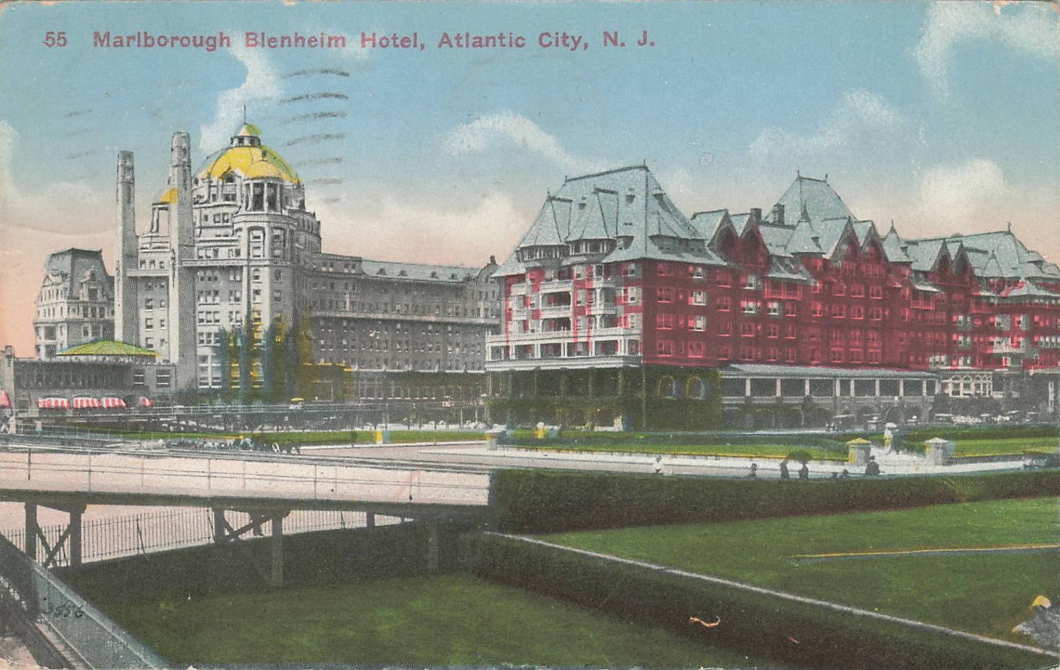 1916 Atlantic City NJ Marlborough Blenheim Hotel Postcard Vintage 1916 Atlantic City NJ Marlborough Blenheim Hotel Postcard Vintage