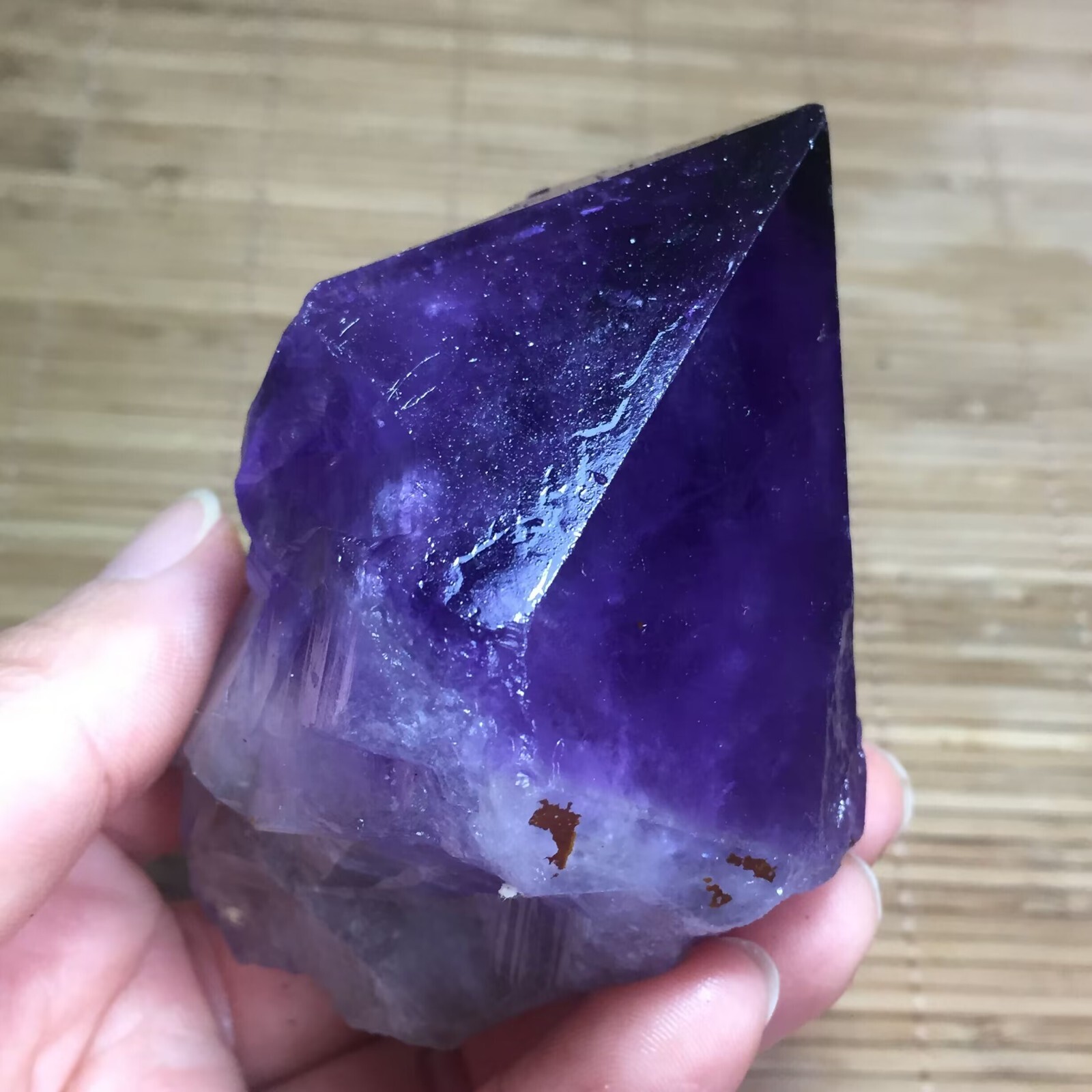 296g  Natural Amethyst Quartz Crystal point Rough Specimen Healing 841