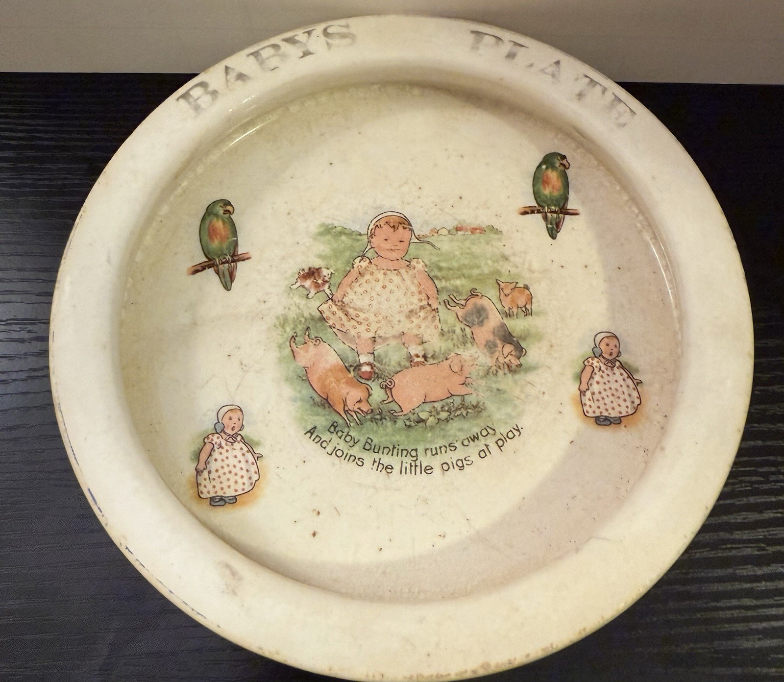 Antique “Baby Bunting” / 7.5” Baby’s Plate