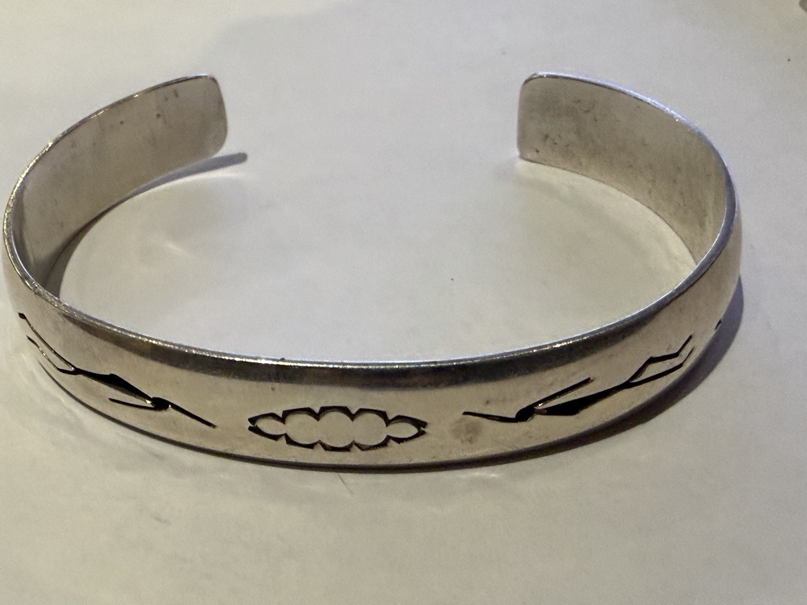 Vintage Navajo Sterling Silver Cutout & Stamped Cuff Bracelet TOM SAM Vintage Navajo Sterling Silver Cutout & Stamped Cuff Bracelet TOM SAM