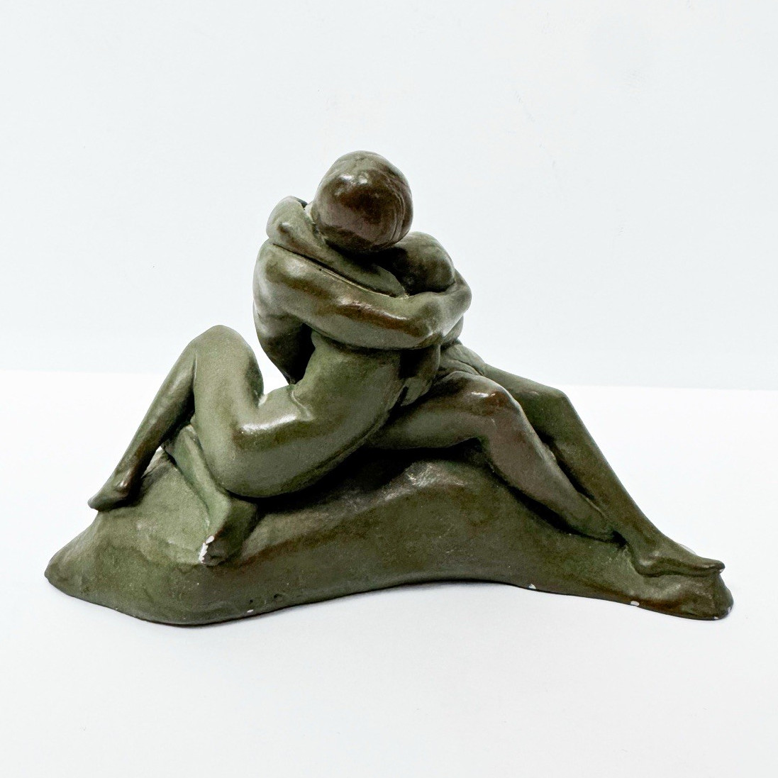 Vintage 1968 Austin Productions Lovers Embrace Nude Couple Sculpture Bronze Tone