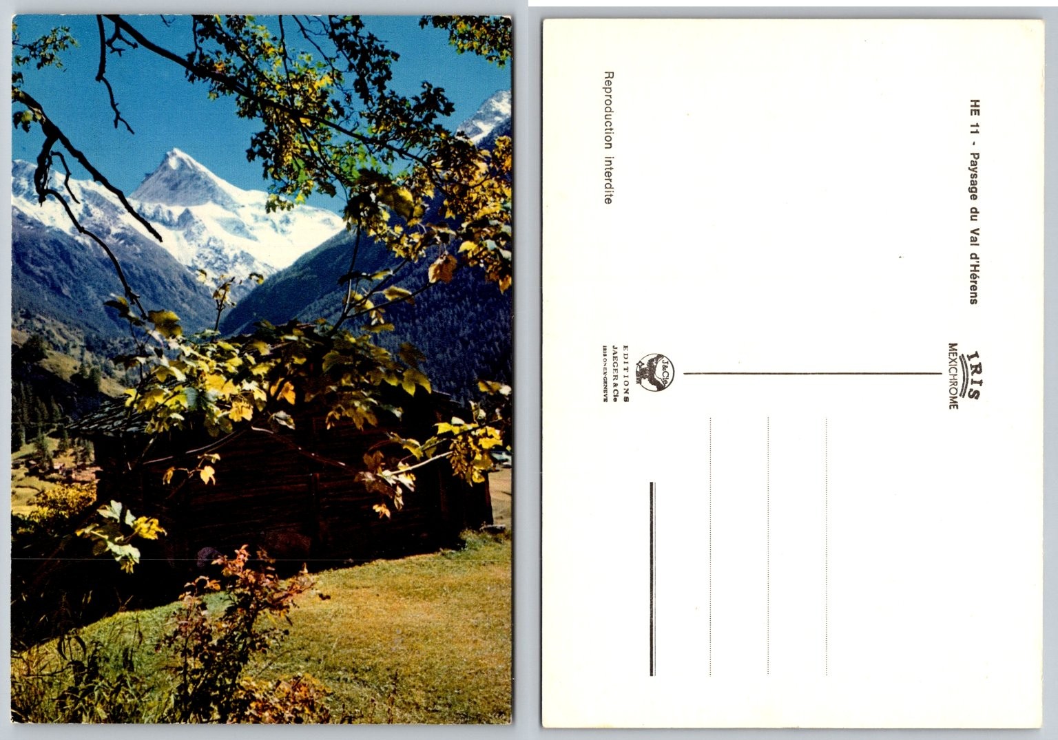Val d\'Hérens Swiss Alps Postcard Vintage JAEGER MEXICHROME Mountain Chalet