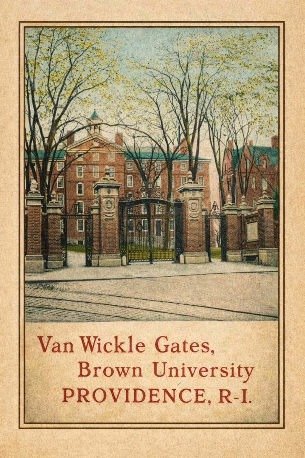 Van Wickle Gates, Brown University Poster - 24x36” - Early 20th Century Decor🗞️