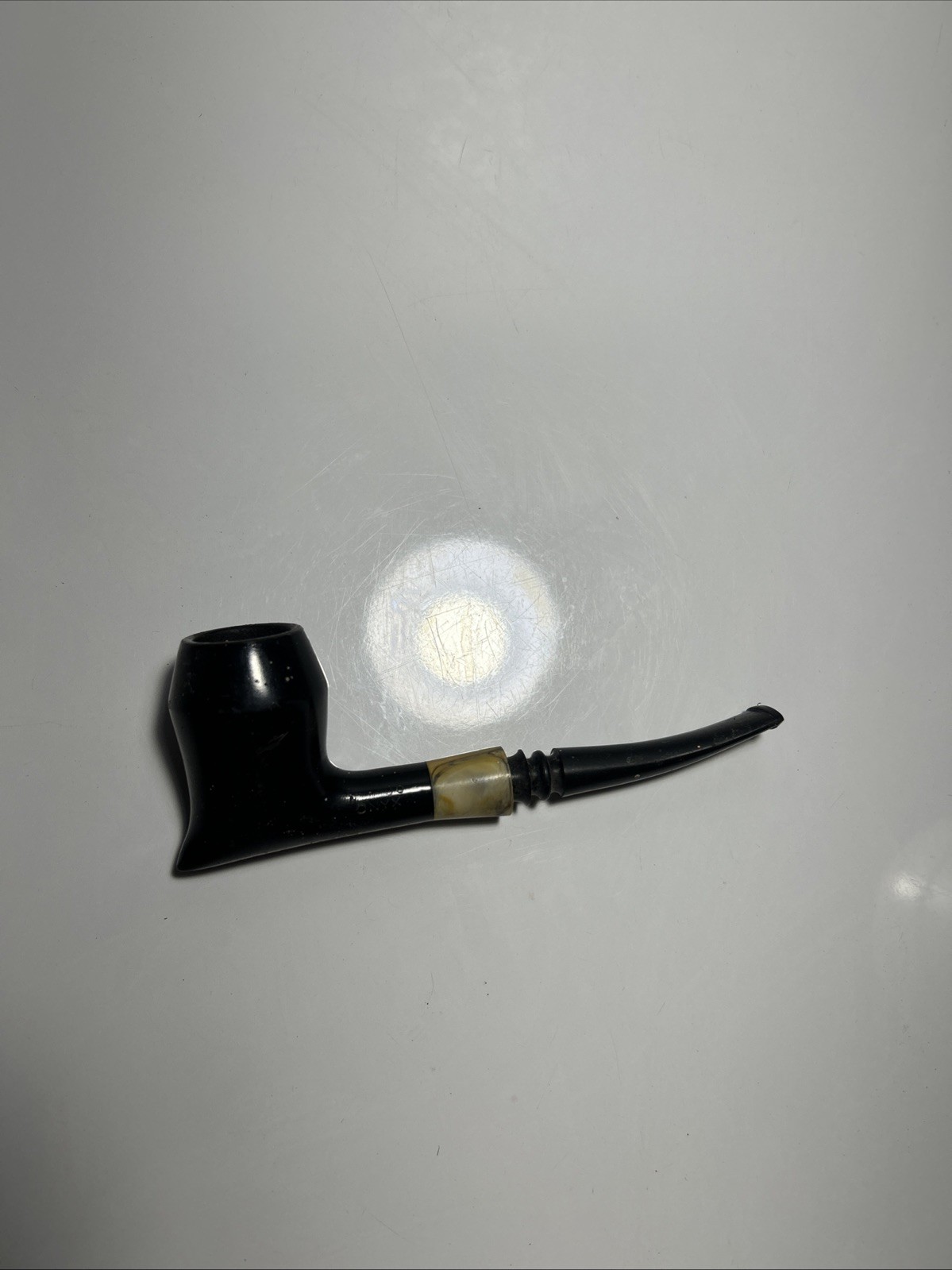 Vintage Medico Onyx Tobacco Pipe Rounded Shape Black With Point Very Good Shape.