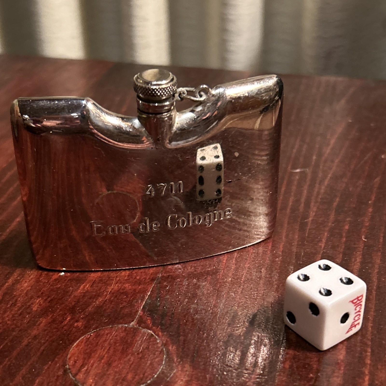 vintage 4711 Eau de Cologne metal hip flask