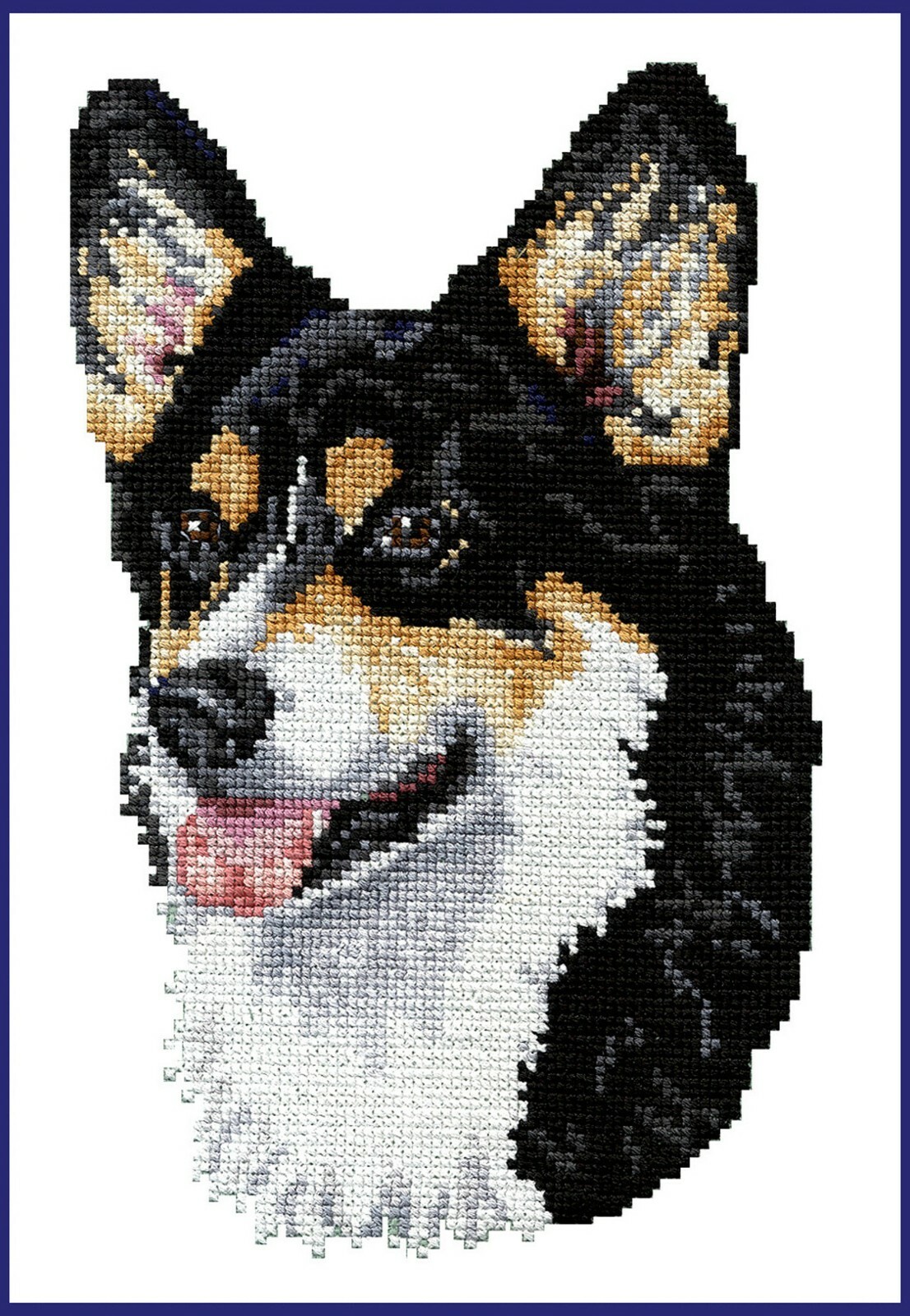 Pembroke Welsh Corgi Black Headed Tri Counted Cross Stitch Kit