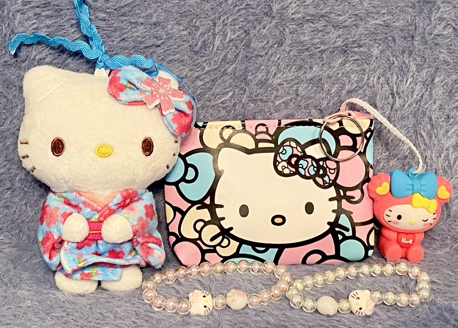 Sanrio Hello Kitty 5 Pc. Gift Set 5” Plush Coin Purse 2 Bracelets & Ornament