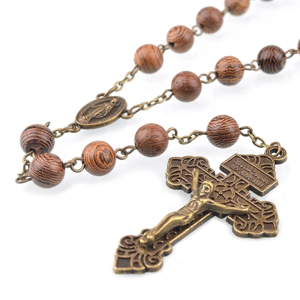 Catholic antique bronze rosary Virgin Mary center piece and pardon crucifix Catholic antique bronze rosary Virgin Mary center piece and pardon crucifix