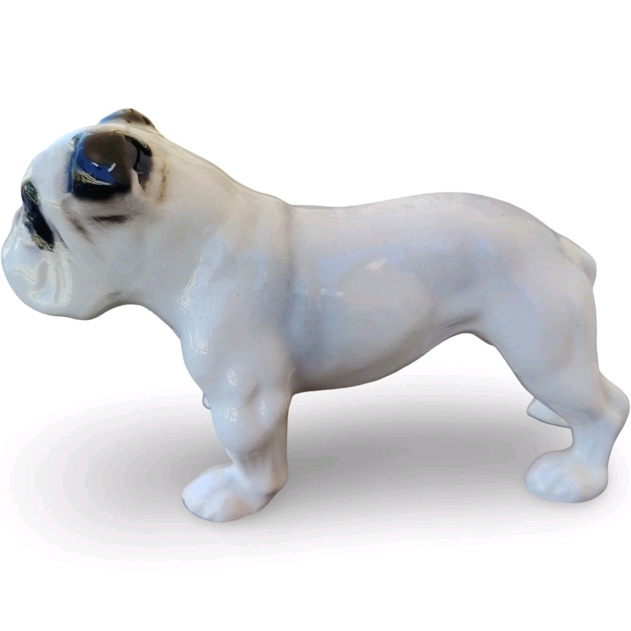 Vintage Porcelain English Bulldog Figurine White Black Detail Dog Statue 5 Vintage Porcelain English Bulldog Figurine White Black Detail Dog Statue 5