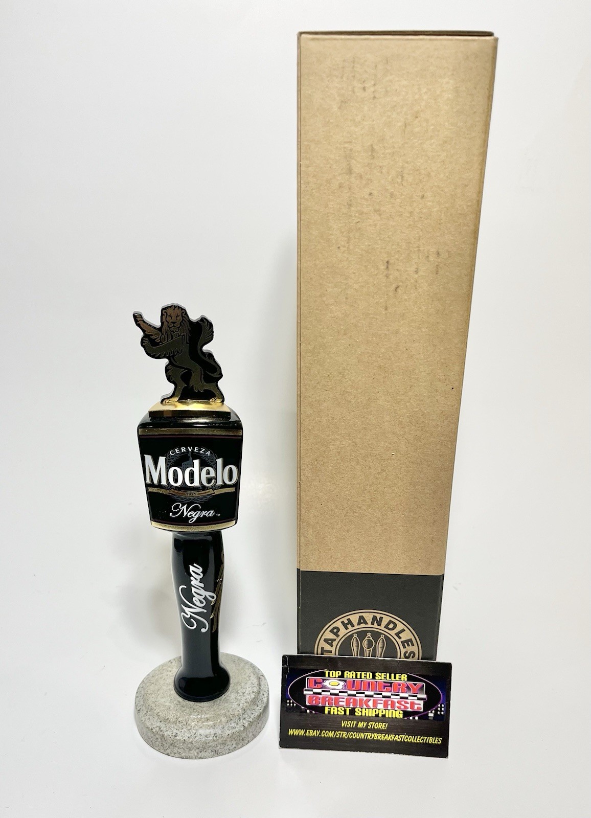 Negra Modelo Cerveza Gold Lion Beer Tap Handle 8” Tall - Brand New In Box