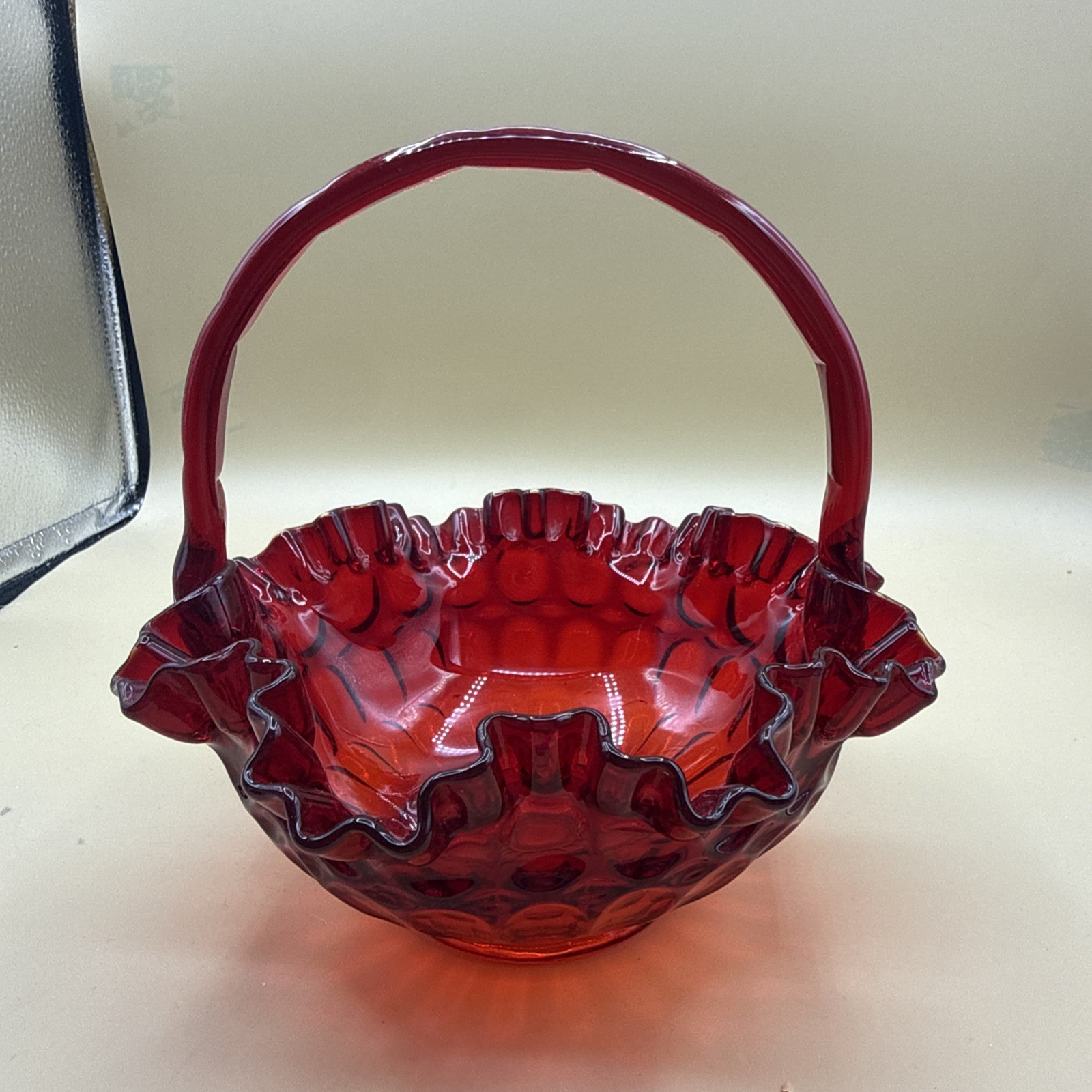 FENTON ART GLASS 1964 THUMBPRINT RUBY  RED 8\