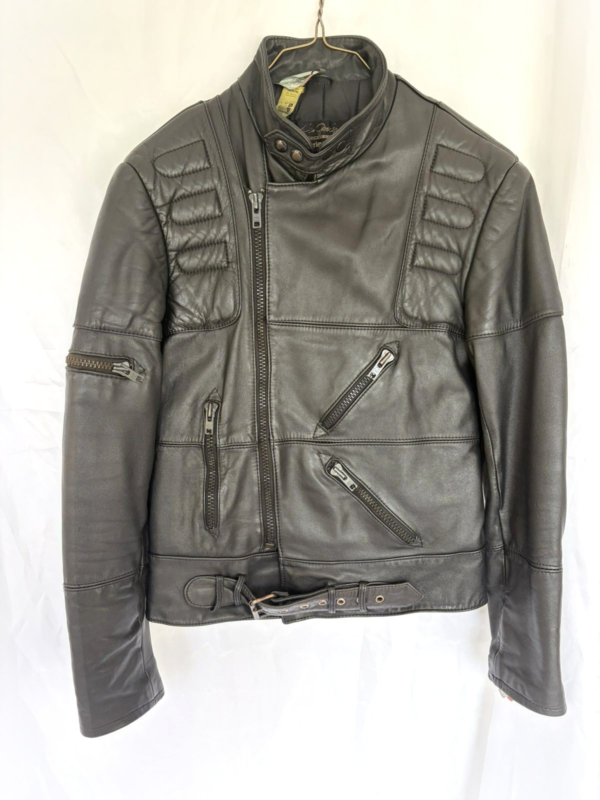 Vintage Willie G Harley Davidson Black Leather Motorcycle Biker Jacket Padded