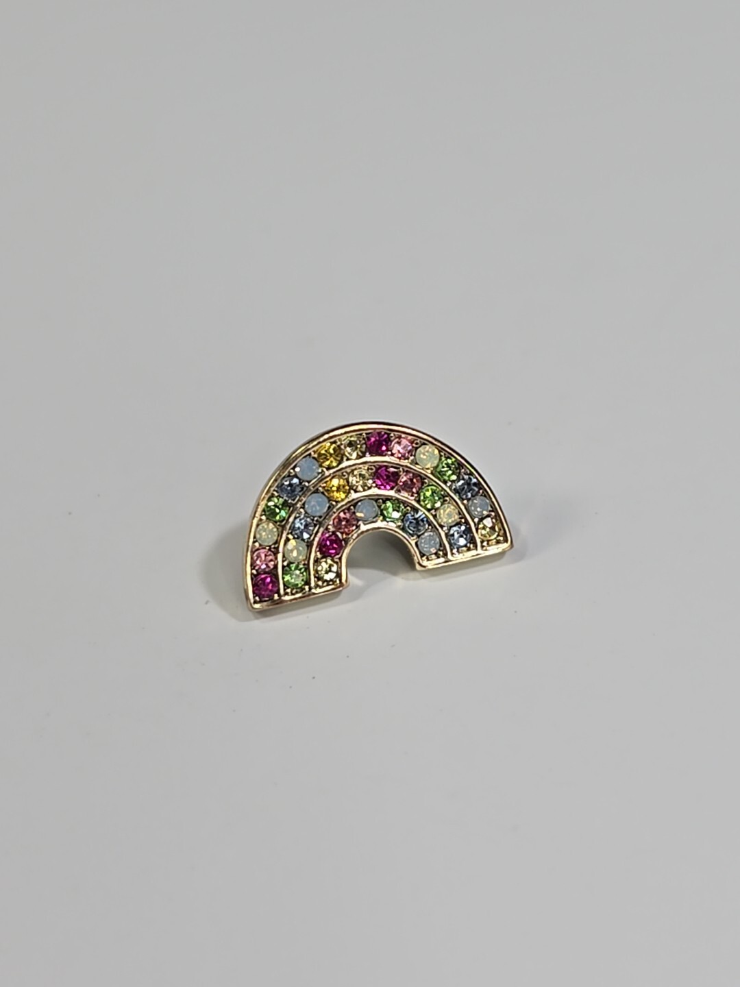 Sparkling Rainbow Lapel Pin Small Size Faux Jewels 