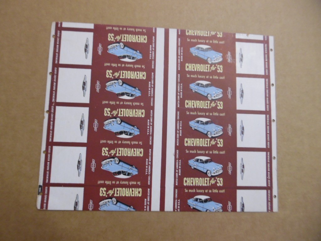 1953 Chevrolet for \'53 Advertising Matchbook Sheet Uncut Chevy Vintage Original 1953 Chevrolet for \'53 Advertising Matchbook Sheet Uncut Chevy Vintage Original