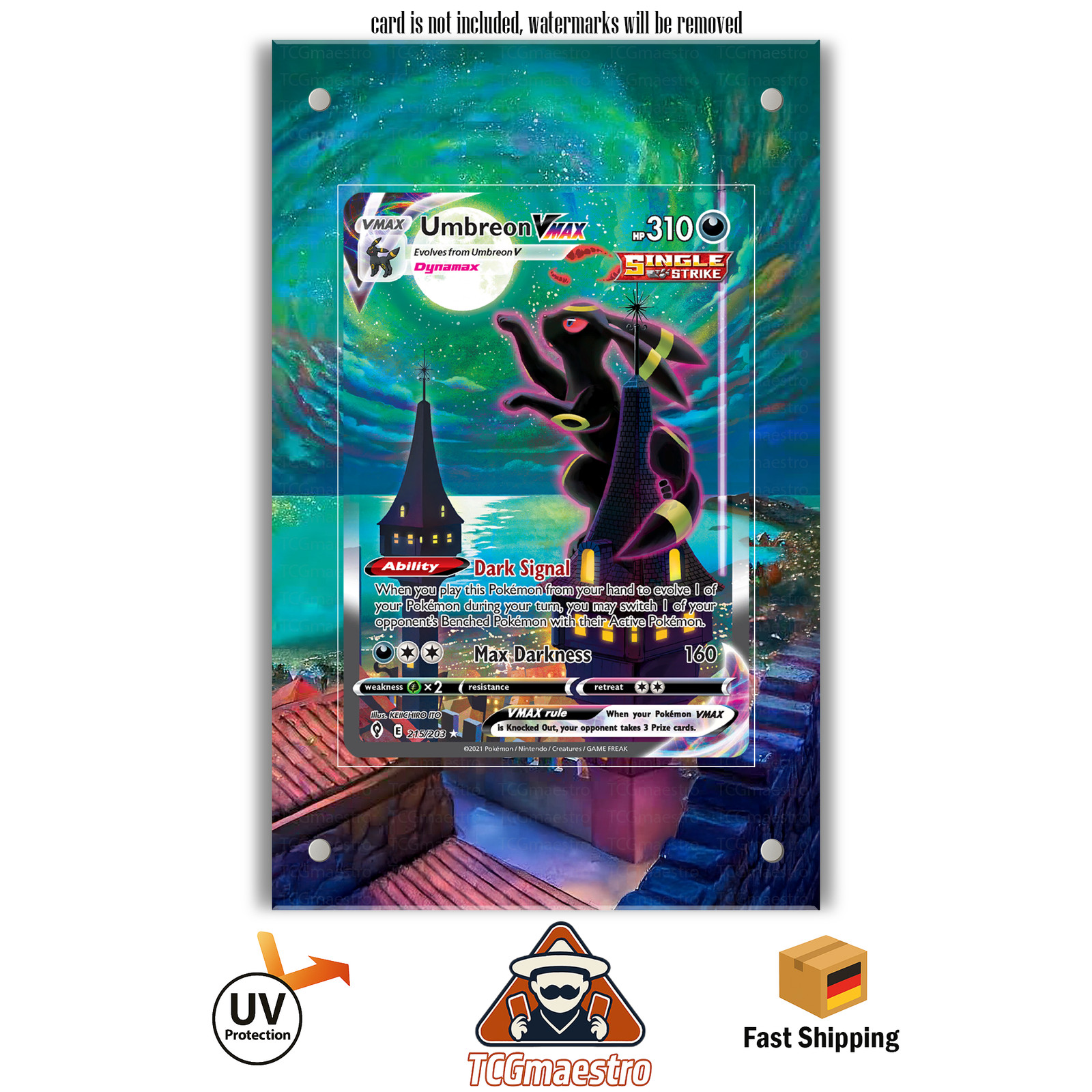 Nachtara Umbreon EVS 215 Pokemon Extended Artwork Frame & Protective Case