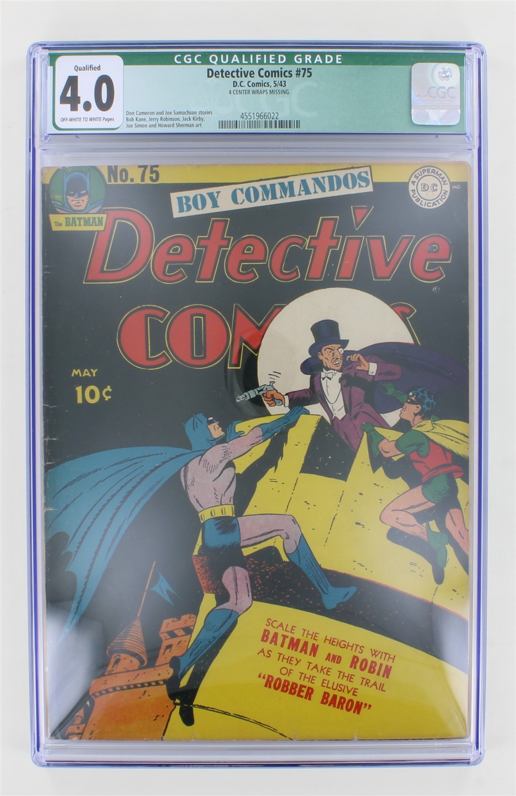 Detective Comics #75 GCG 4.0 D.C. Comics 1943 Jack Kirby, Batman Joe Samachan Detective Comics #75 GCG 4.0 D.C. Comics 1943 Jack Kirby, Batman Joe Samachan