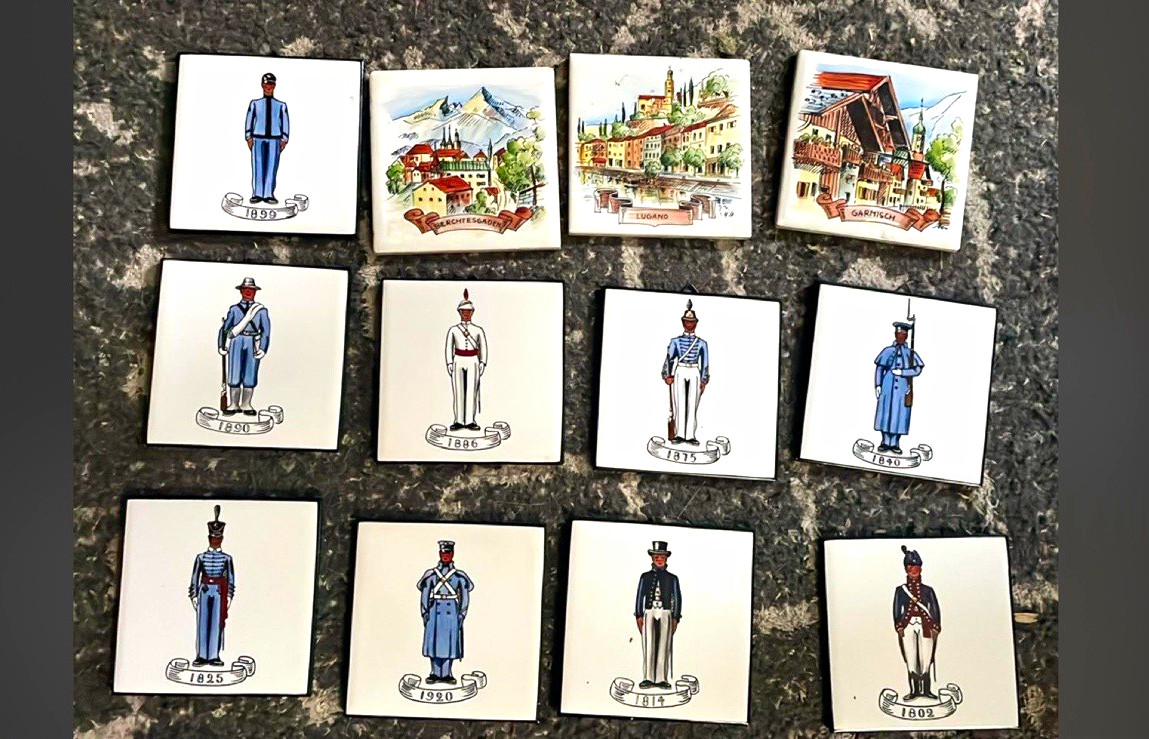 V&B Hand Painted Glazed Ceramic Tile Set Annelore Luest Made in Germany