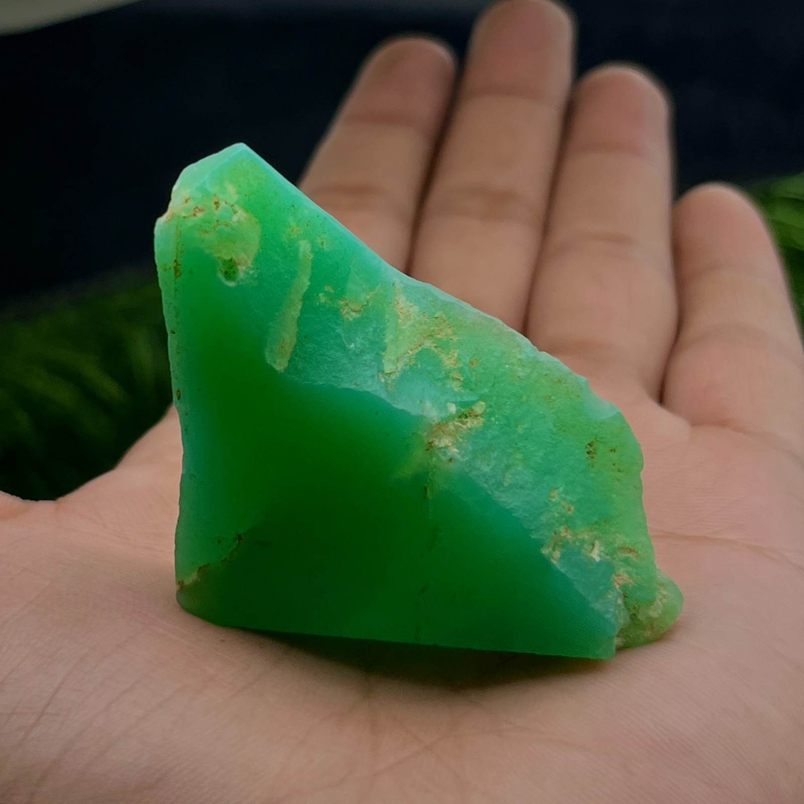 169 Cts Natural Large Green Chrysoprase Rough Specimen – Big Raw Gemstone