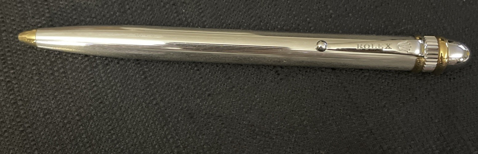 RARE Vintage Rolex Silver & Gold Ballpoint Pen Featuring A Crown Logo