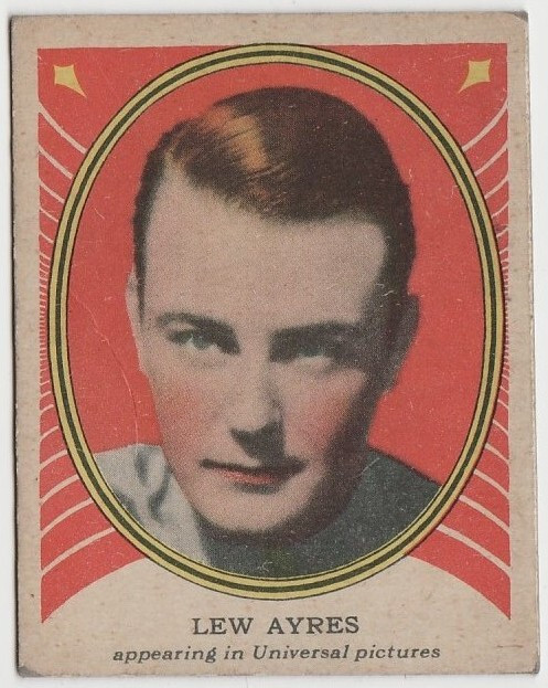 Lew Ayres vintage 1930s Shelby Gum Hollywood Picture Stars Trading Card #17 R68