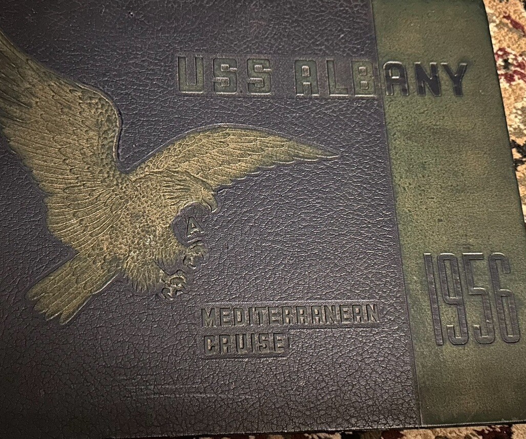 U.S.S.  U.S. ALBANY CA-123 Yr. 1956 MEDITERRANEAN Navy CRUISE BOOK...