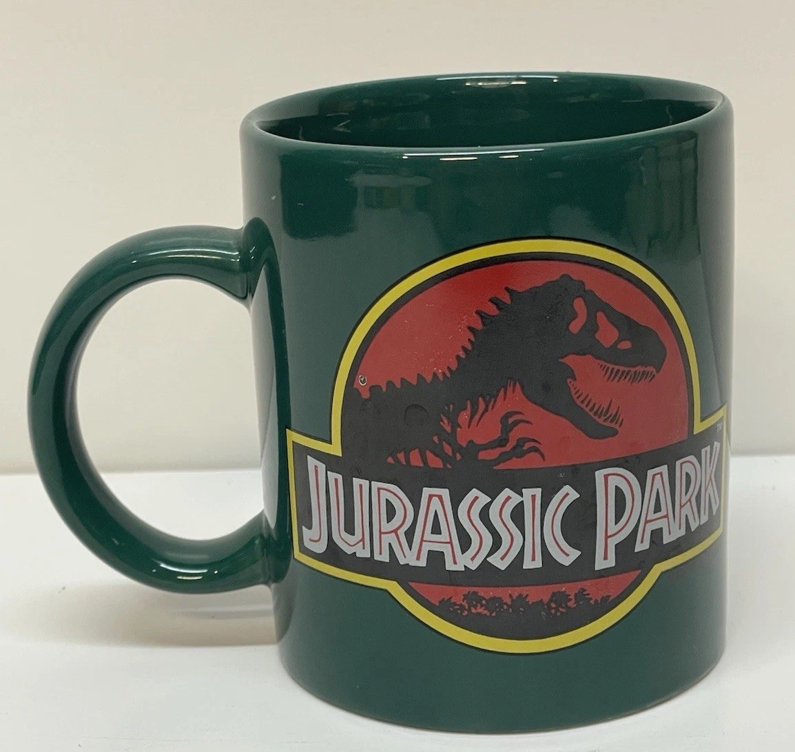 Vtg 1992 Jurassic Park Dinosaur Coffee Mug “CAUTION KEEP WINDOWS UP” RARE Promo
