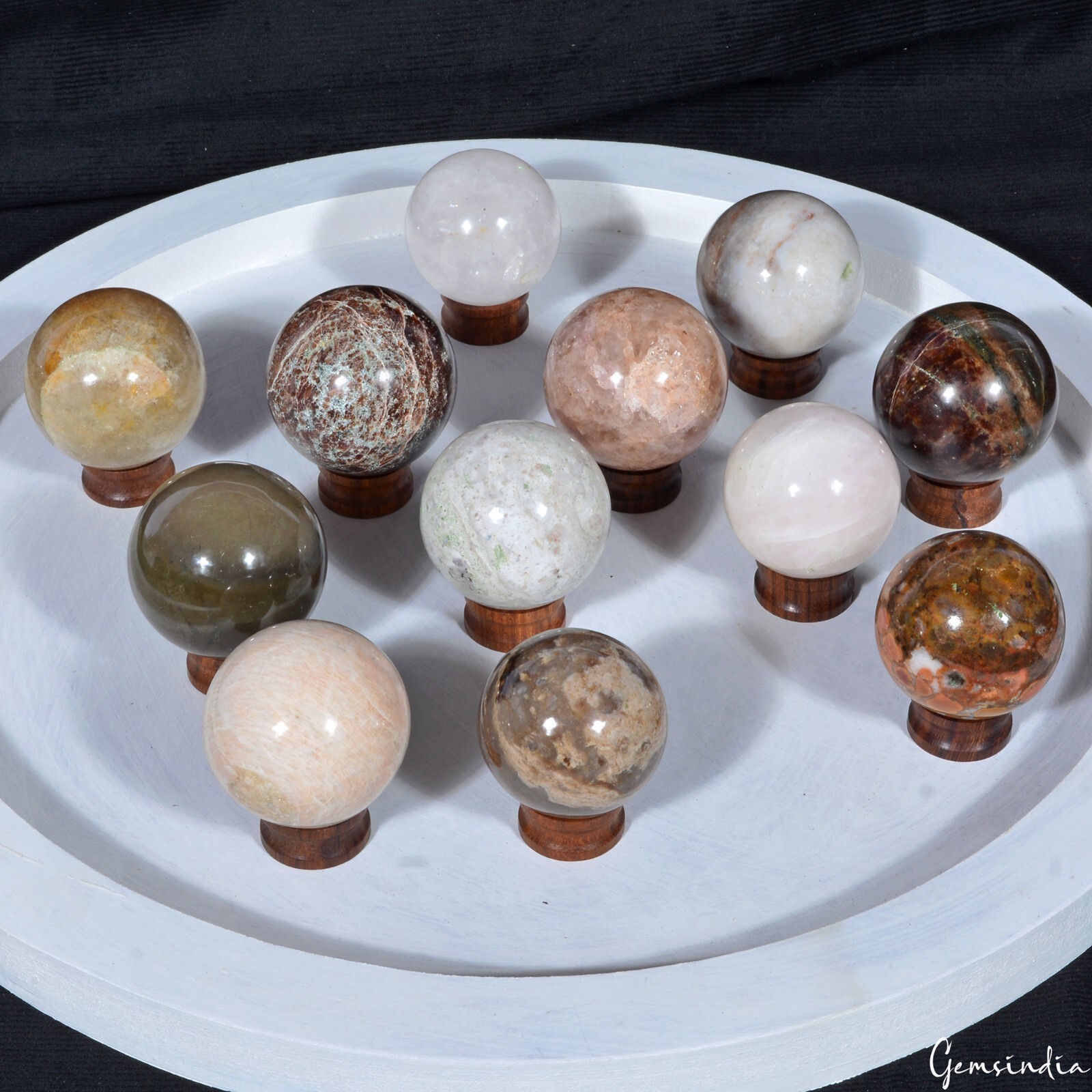 Wholesale Lot 12 Pcs Natural Multigems Ball Healing Crystal Spheres Collectible
