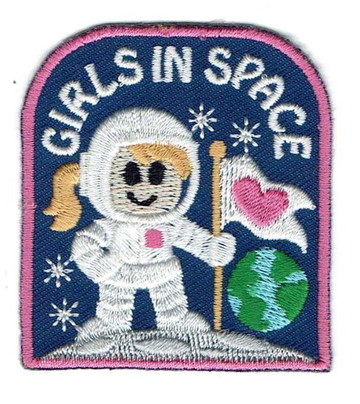 GIRLS IN SPACE Fun Patches Crests Badges SCOUTS GUIDES Rockets astronaut science