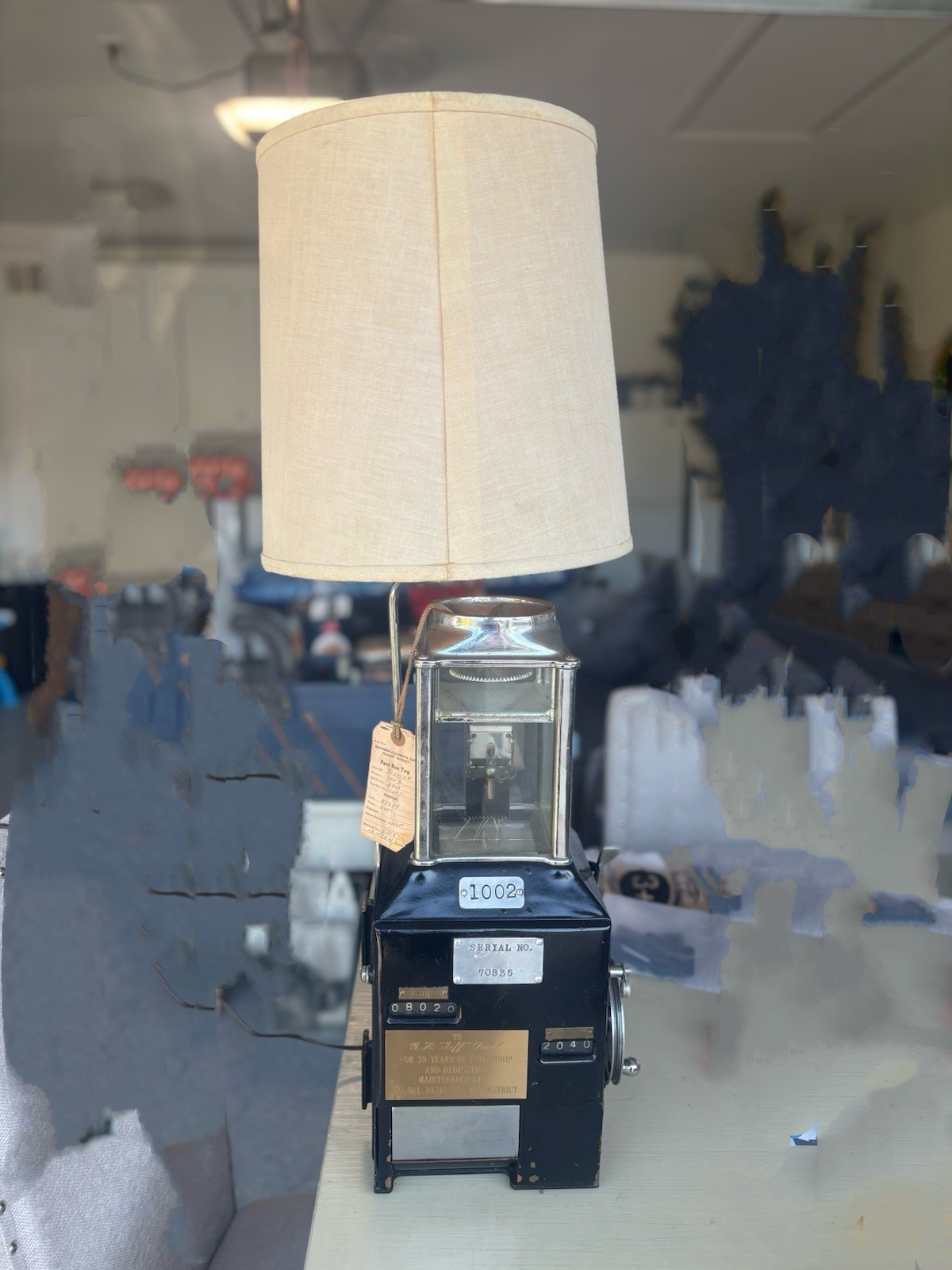 1900\'s Johnson Fare Trolleys Streetcars Buses box lamp features black metal base