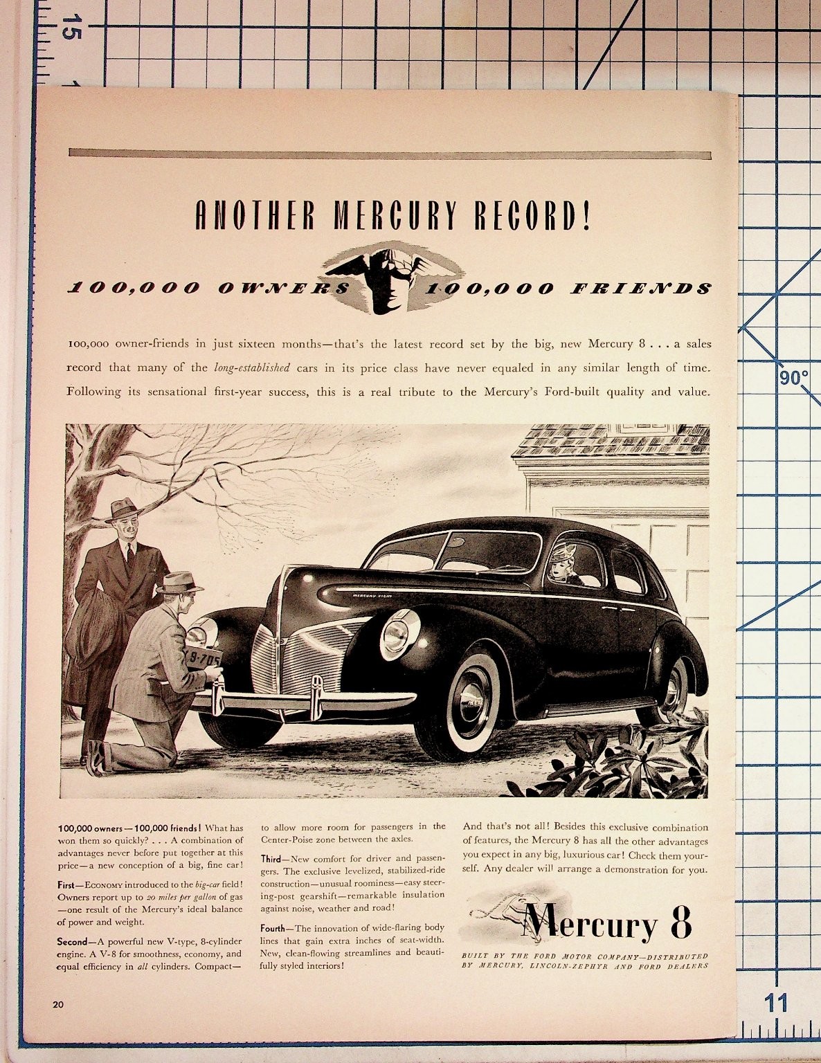 1939-40 Mercury 8 Car Vintage Magazine Ad 100,000 Owners Ford Motor Company 1939-40 Mercury 8 Car Vintage Magazine Ad 100,000 Owners Ford Motor Company