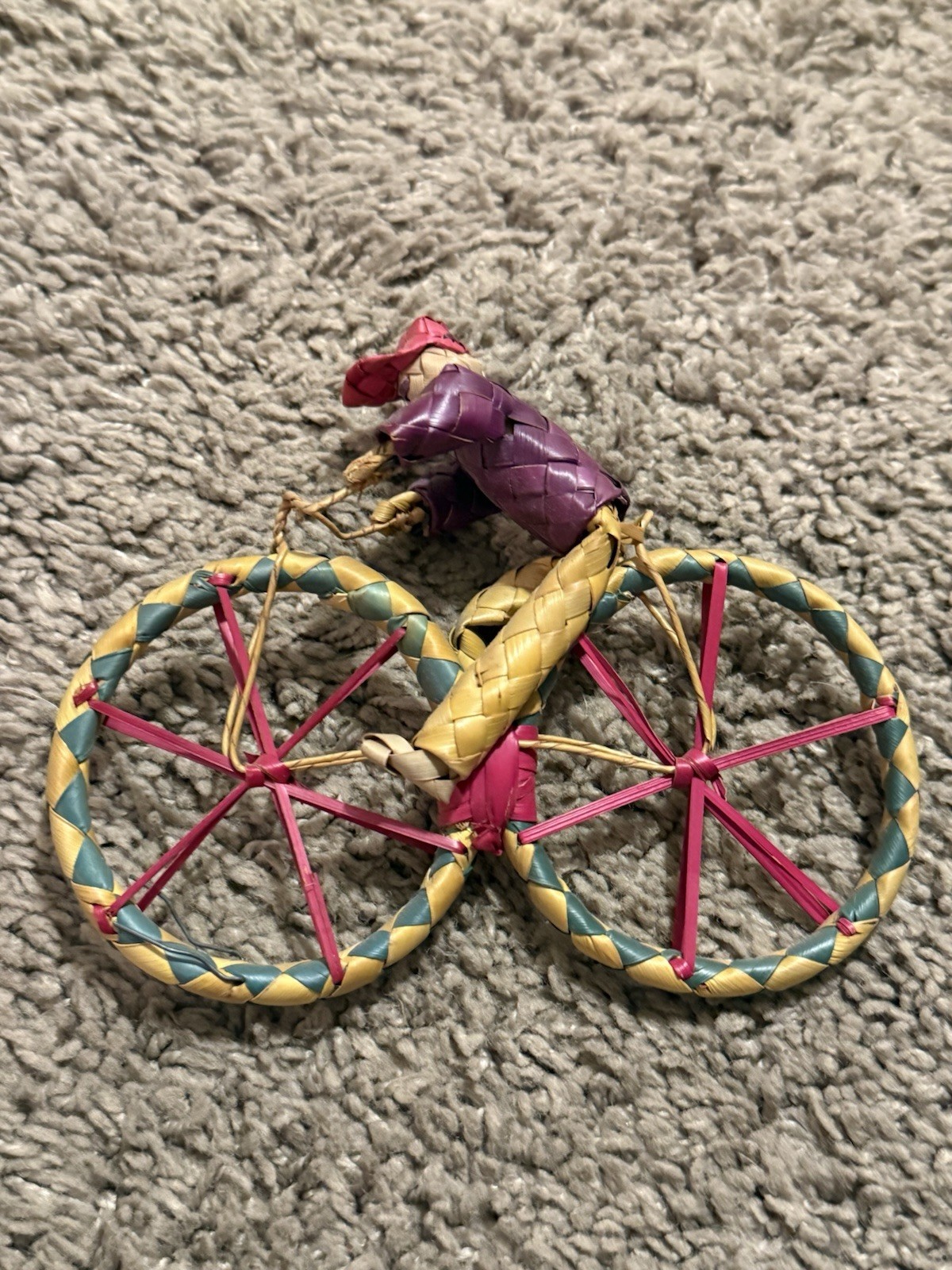 Vintage 1940s Mexican Peasant  Hand Woven  Ornament Folk Art