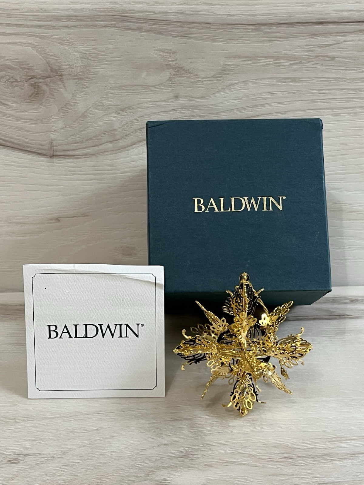 VTG 1998 Baldwin Annual Brass Kensington Snowflake Ornament Box Metal Ornament