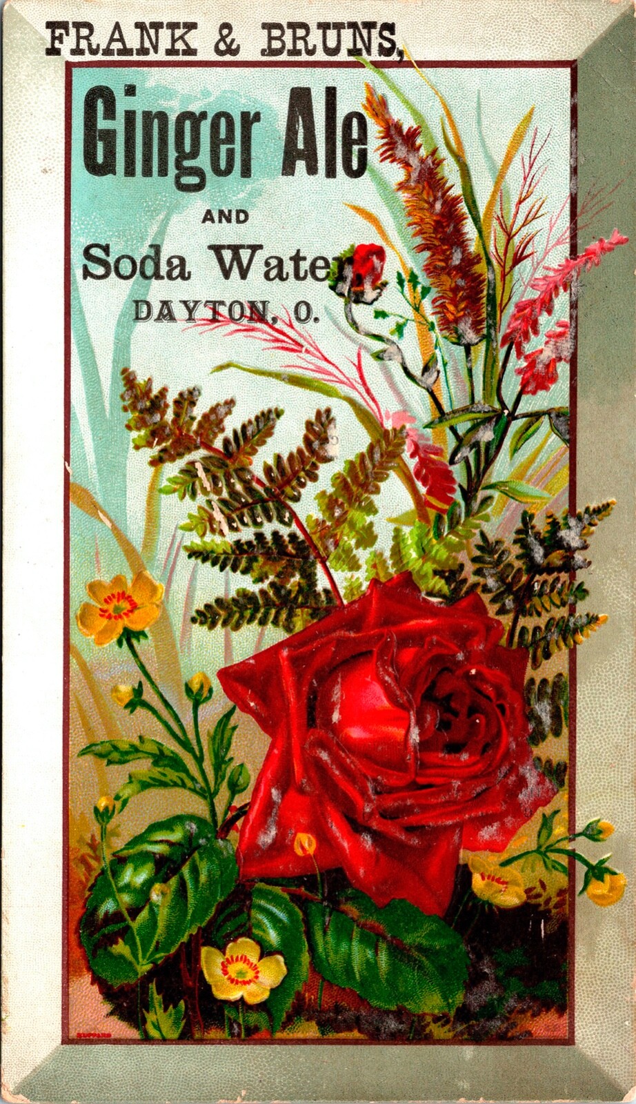Vintage 1880\'s Frank & Bruns Ginger Ale Antique Victorian Trade Card Dayton, OH