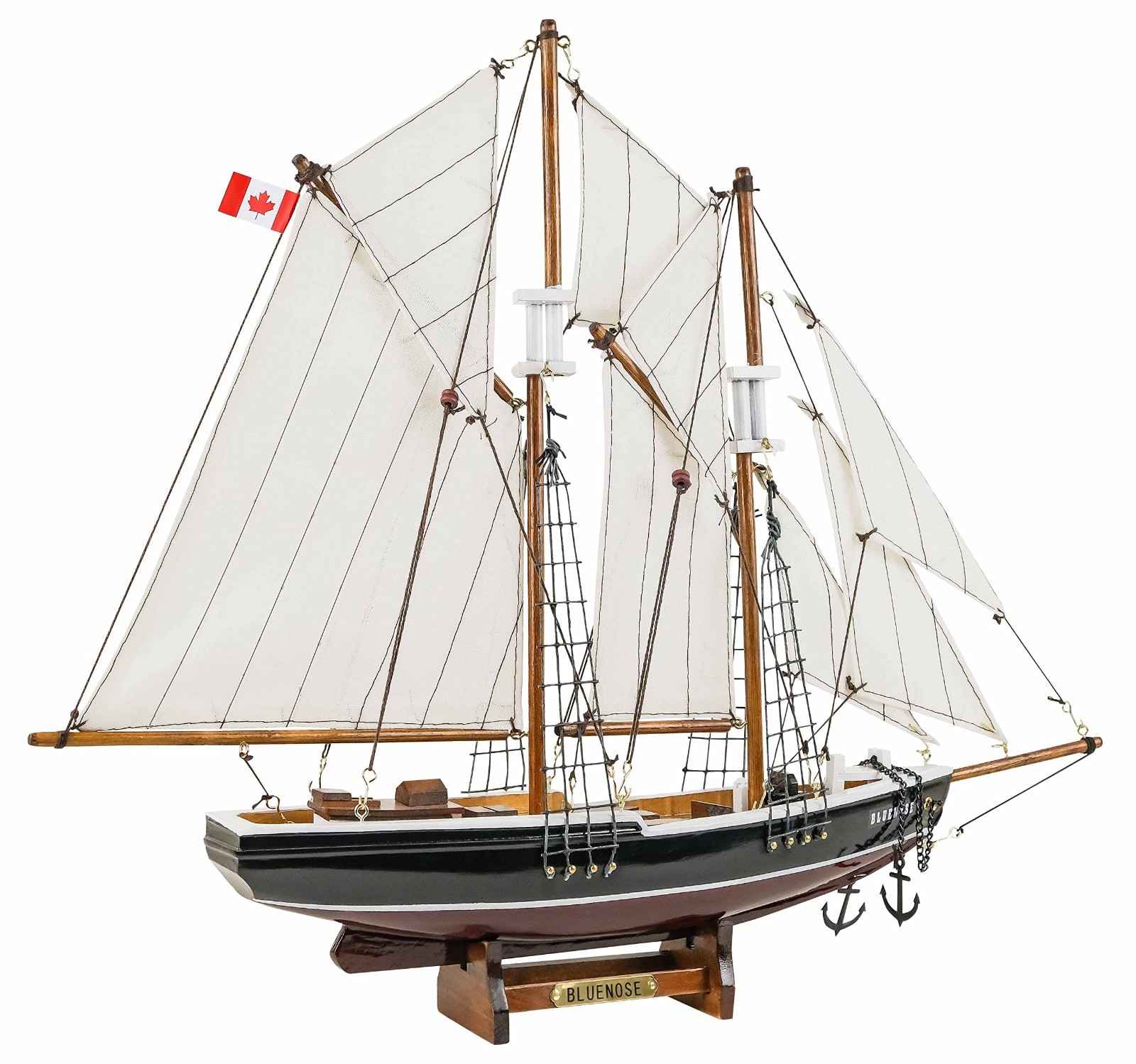Bluenose Schooner Wooden Ship Model 1:110 Basswood Sailboat Replica 17in Bluenose Schooner Wooden Ship Model 1:110 Basswood Sailboat Replica 17in