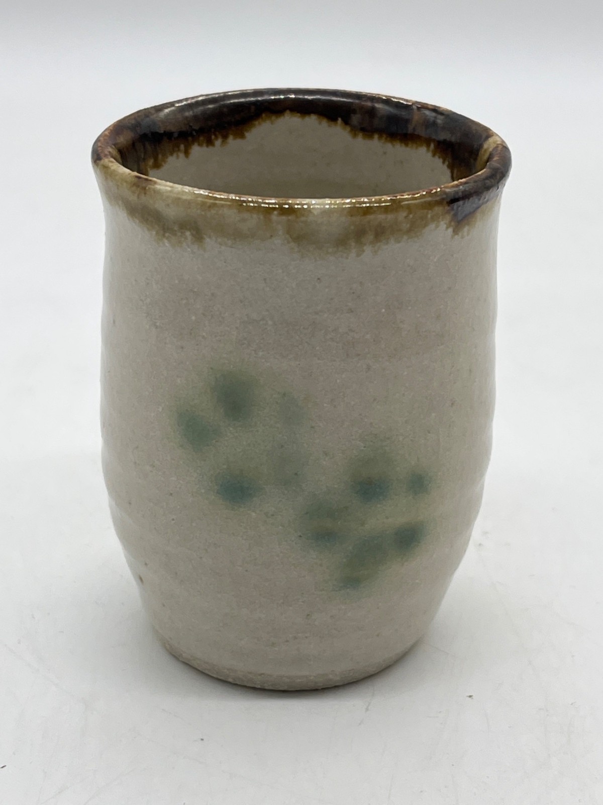 Handcrafted Stoneware Pottery Toothpick Holder Brown Green Glaze
