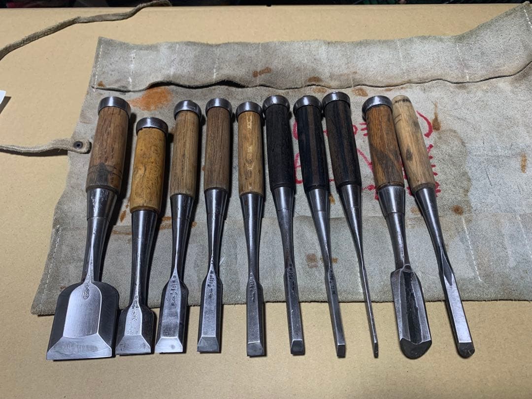 Chisels Set 10pc Japanese Style Woodworking Chisels Excellent Condition