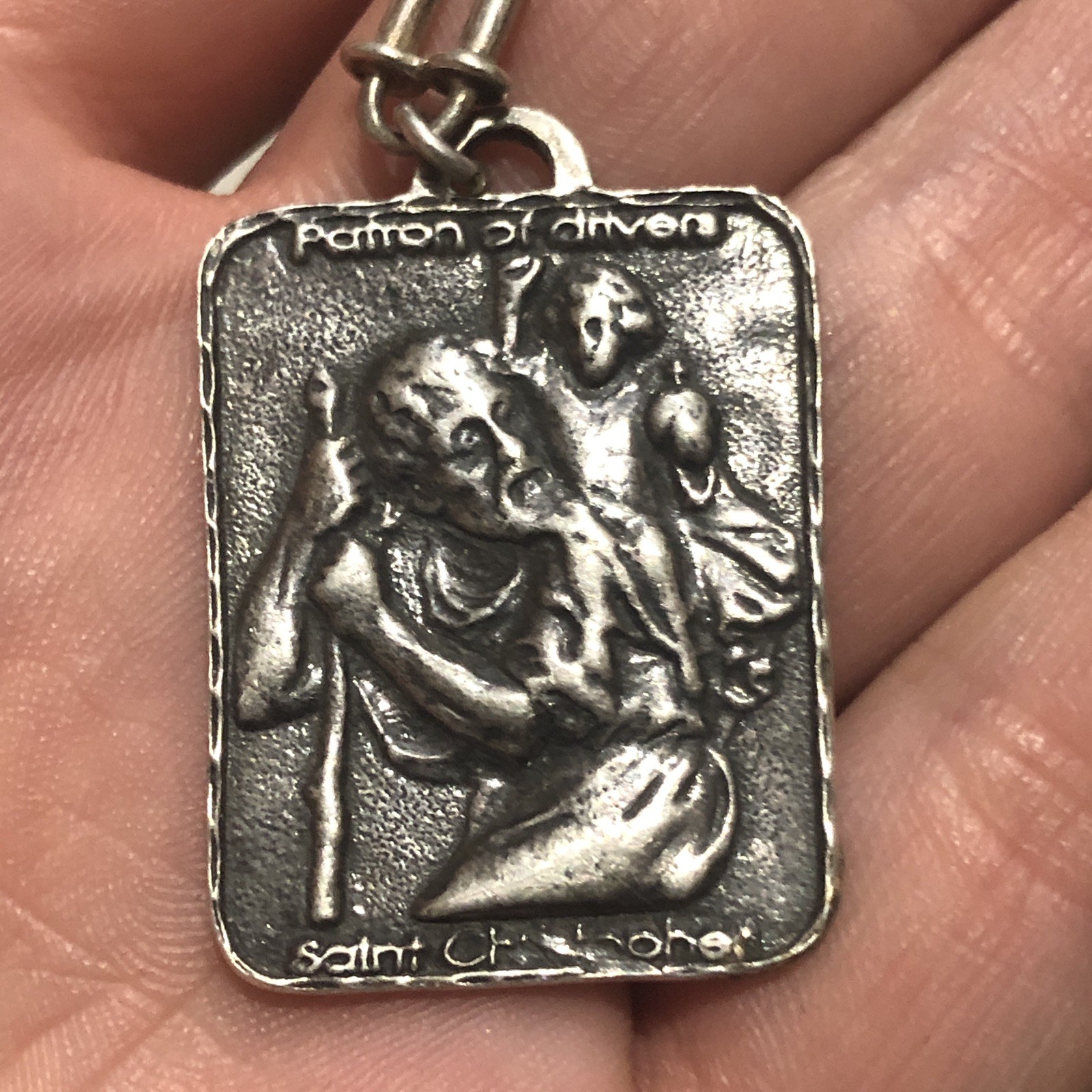 Vintage St. Christopher Small Medal Pendant: Patron Saint of Travel Land Sea Air