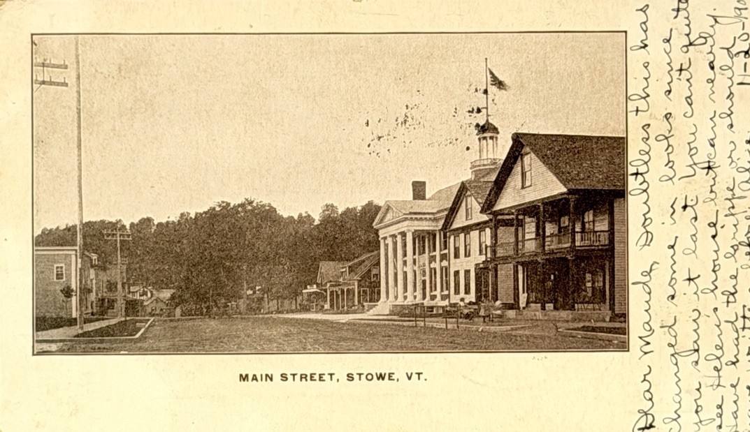 Stowe VT Main Street Postcard 1905 Green Mountain Inn Antique B&W View UDB