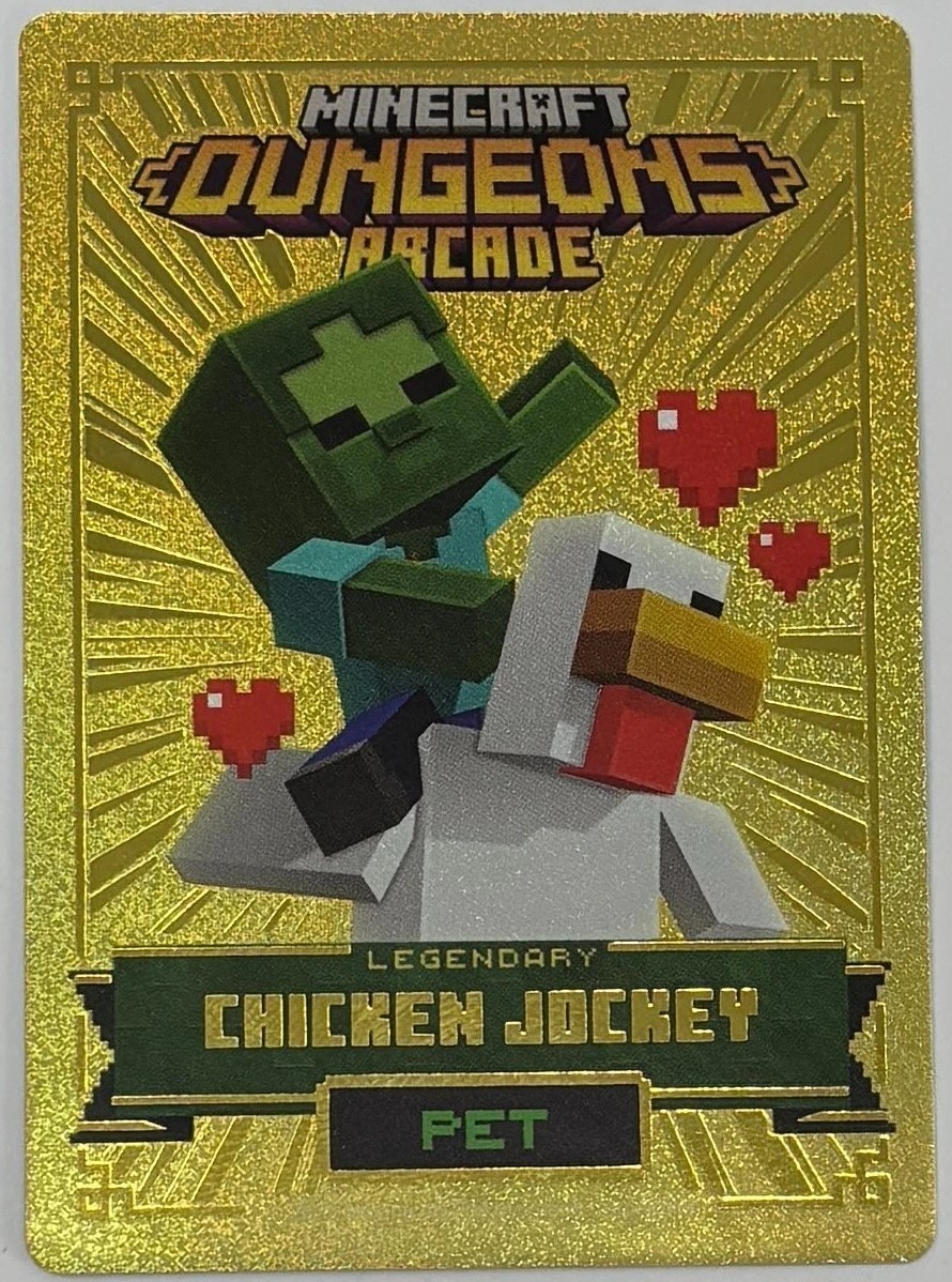 Textured Gold Foil Minecraft Dungeons Arcade #144 CHICKEN JOCKEY Legendary Card