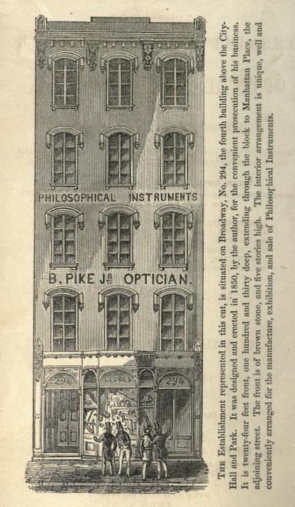 B. PIKE Optician Store 294 Broadway NYC Ad from 1848 - 5 x 7 in Photos