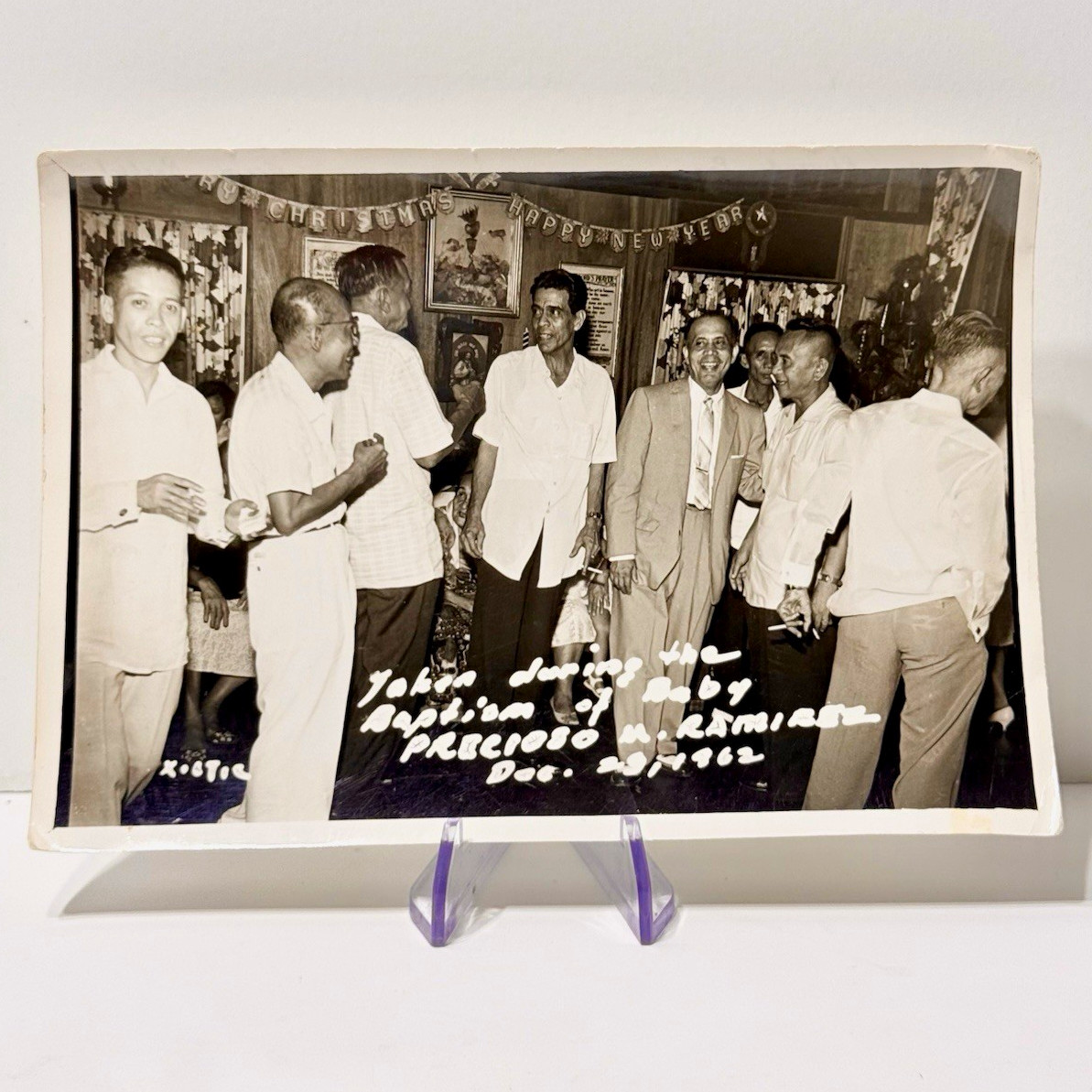 Vintage Black Americana Photo Group of Men at Christmas/New Year Party