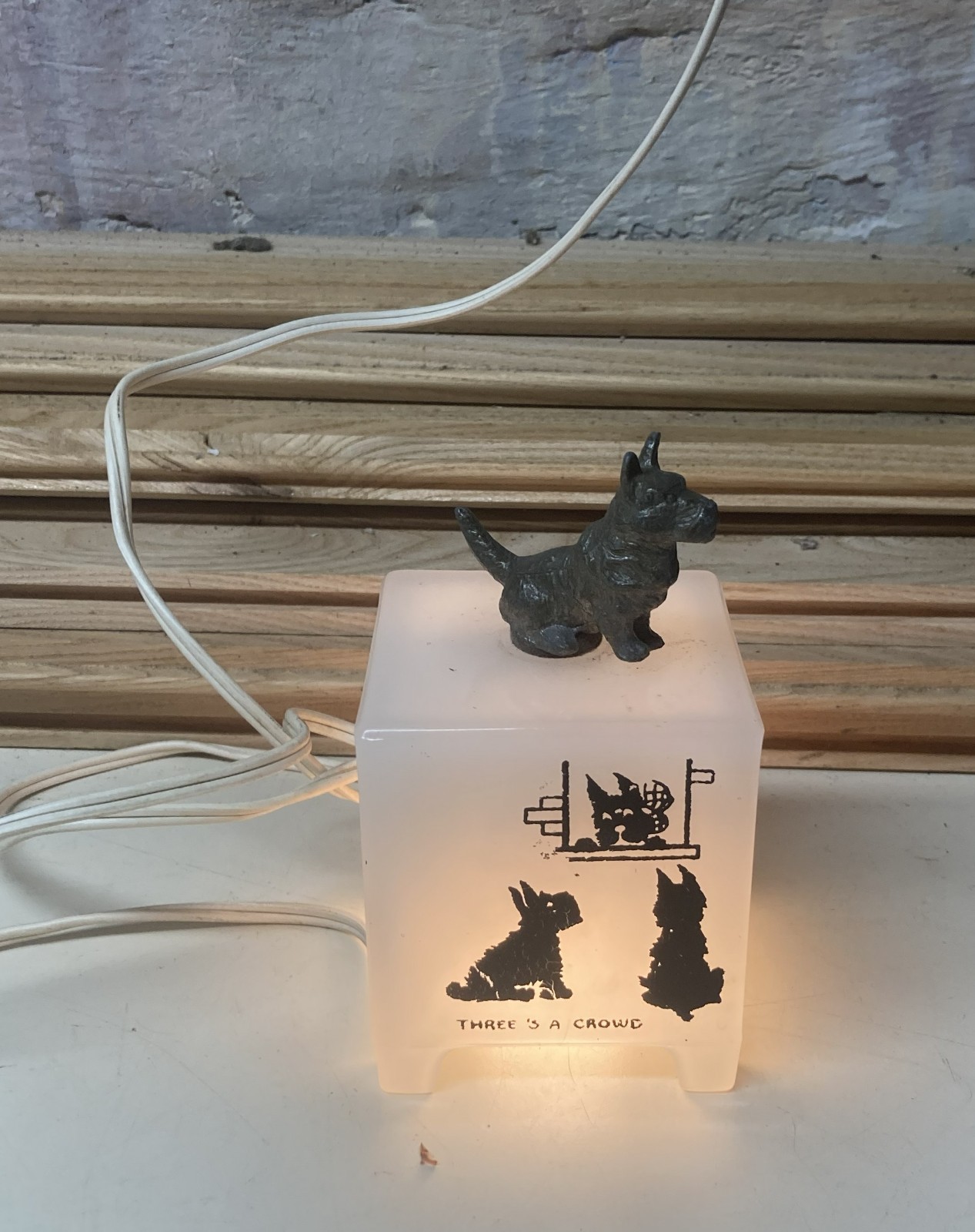 Vintage Art Deco Scottie Dog Boudoir Bedroom Lamp Working With Scotty Dog Finial